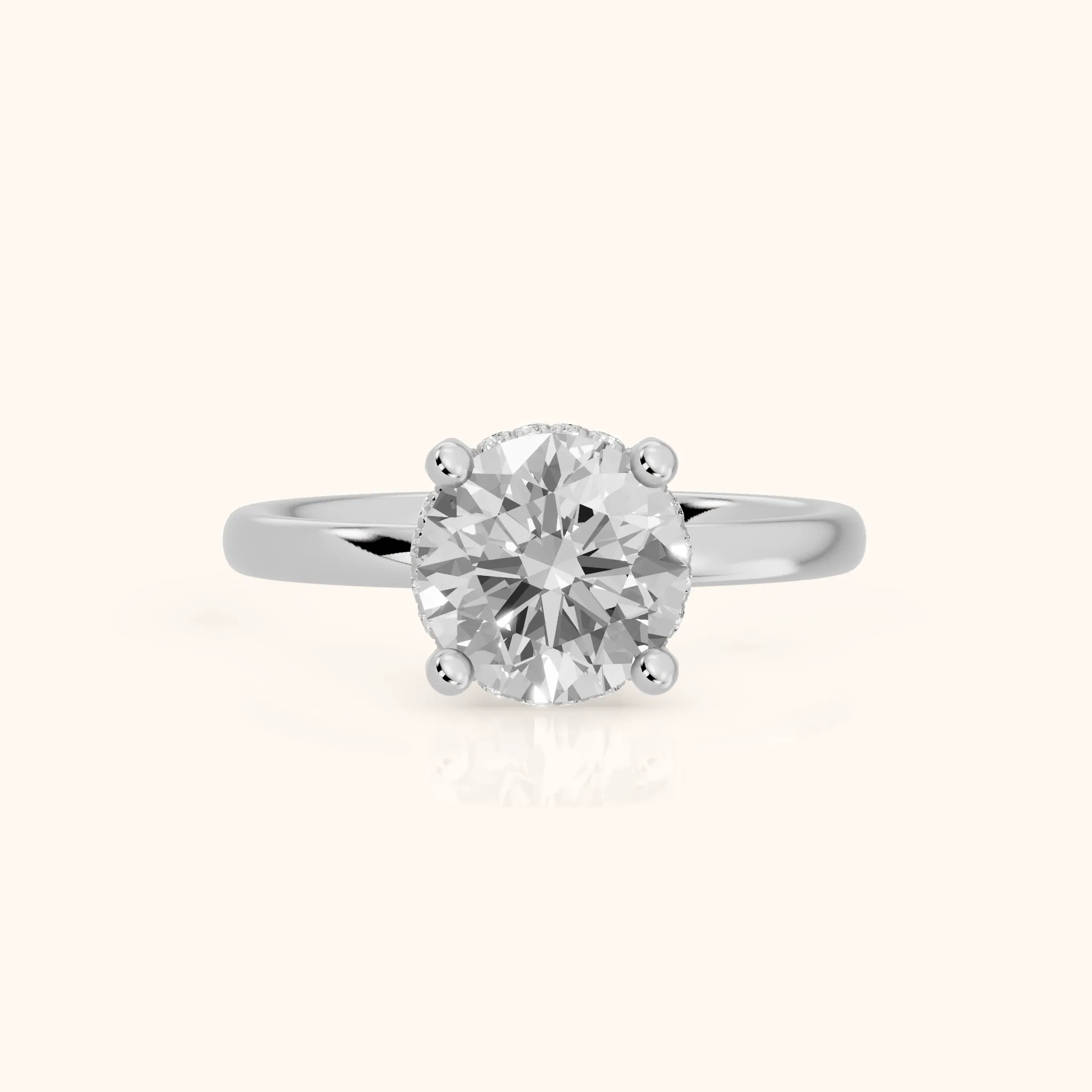 Dina Hidden Halo Round Diamond Engagement Ring in White Gold — view 1