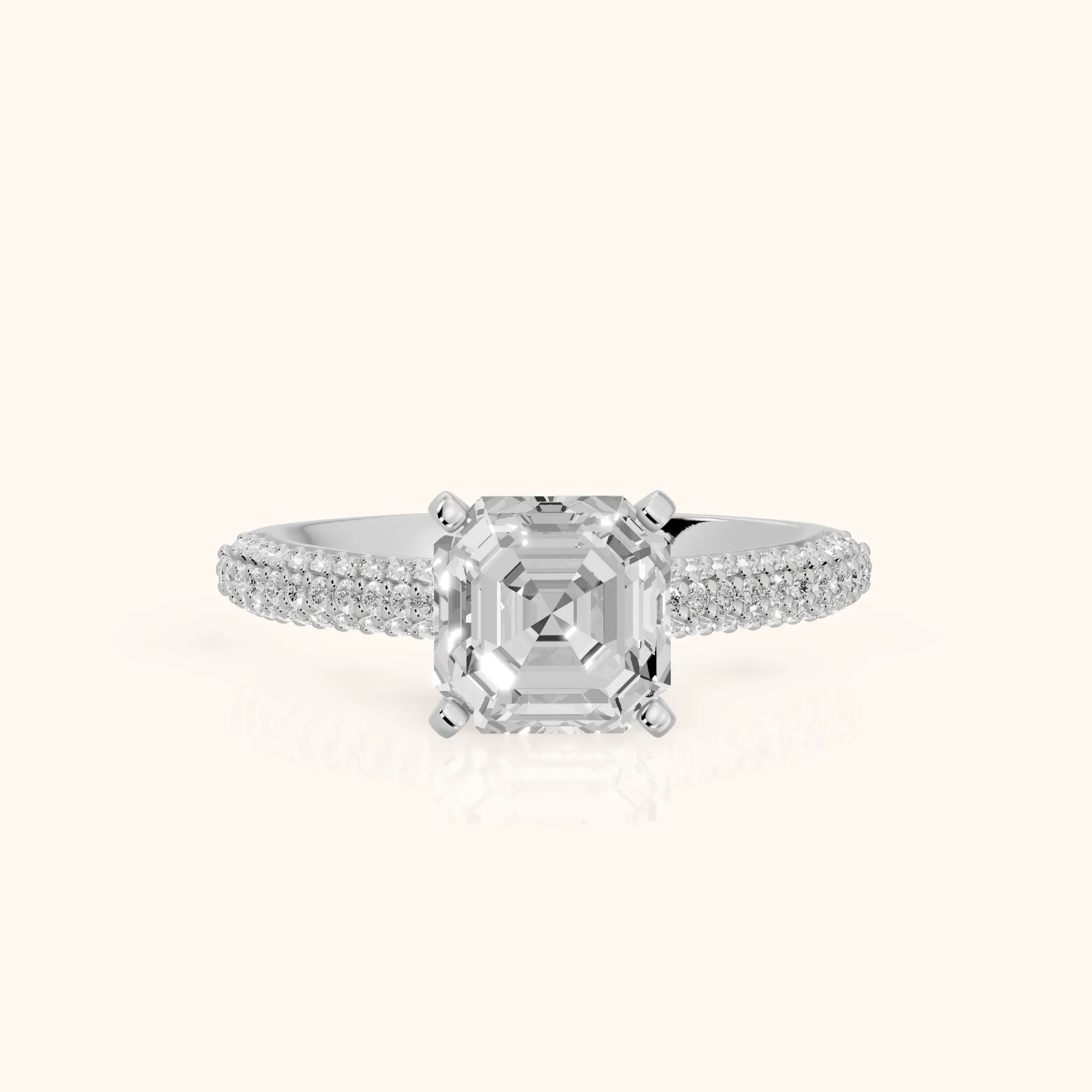 Kaitlin Micropavé Dome Asscher Diamond Engagement Ring in Platinum — view 1