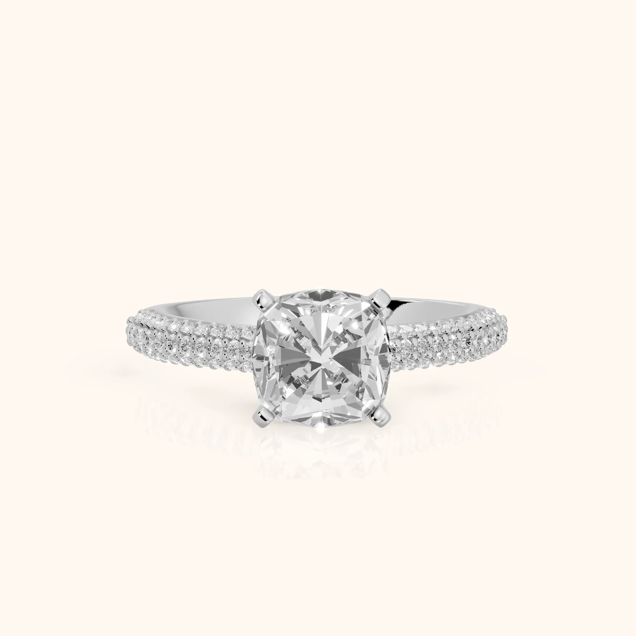 Kaitlin Micropavé Dome Cushion Diamond Engagement Ring in Platinum — view 1