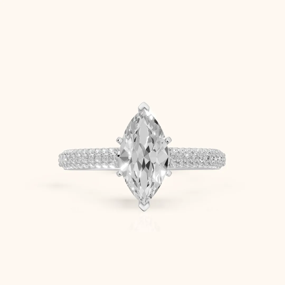 Kaitlin Micropavé Dome Marquise Diamond Engagement Ring in Silver — view 2