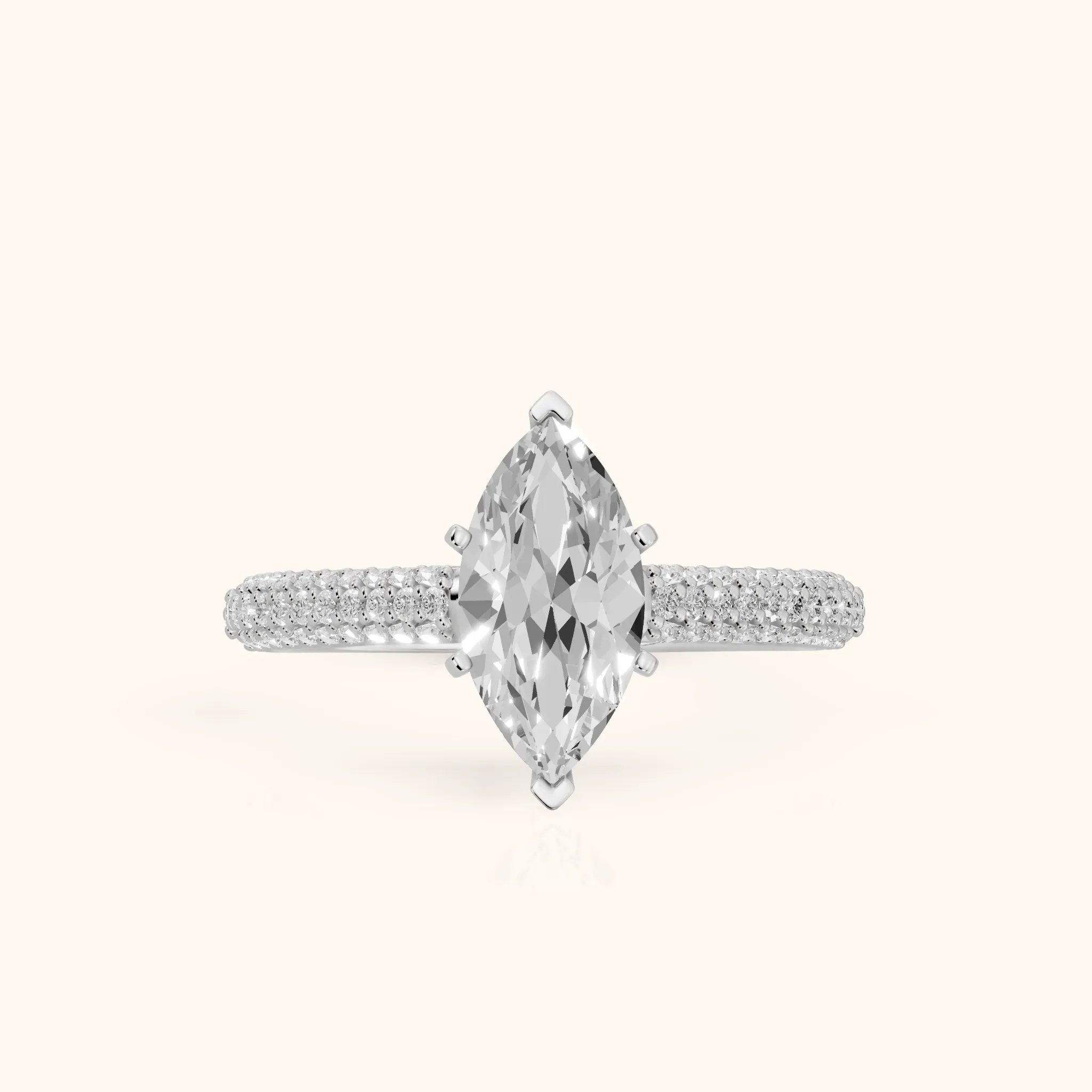Kaitlin Micropavé Dome Marquise Diamond Engagement Ring in Silver — view 1