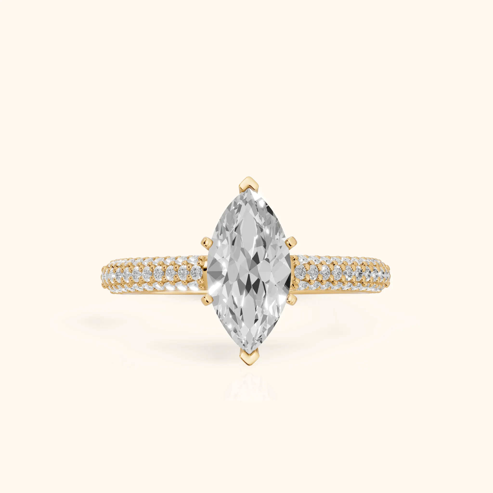 Kaitlin Micropavé Dome Marquise Diamond Engagement Ring in Yellow Gold — view 1