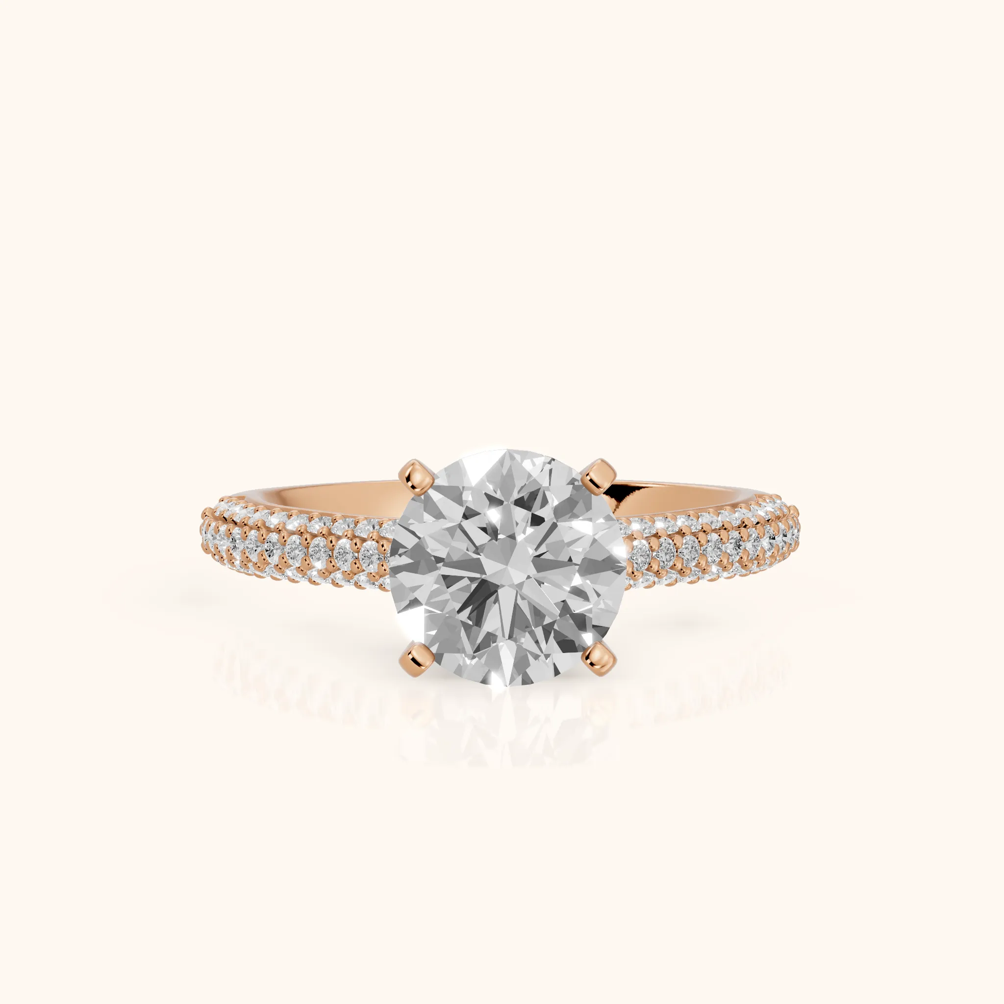 Kaitlin Micropavé Dome Round Diamond Engagement Ring in Rose Gold — view 1