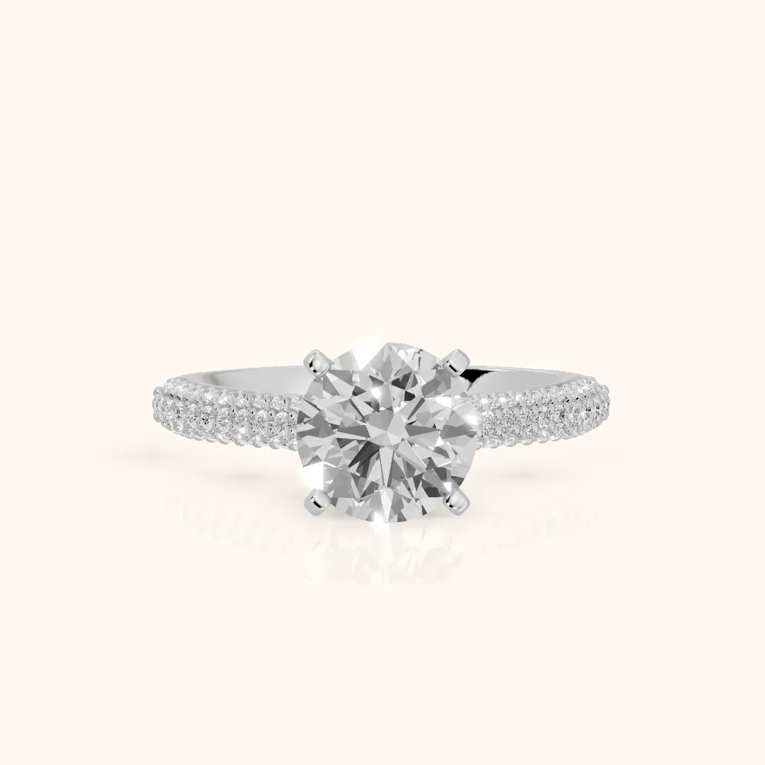 Kaitlin Micropavé Dome Round Diamond Engagement Ring in Silver — view 2