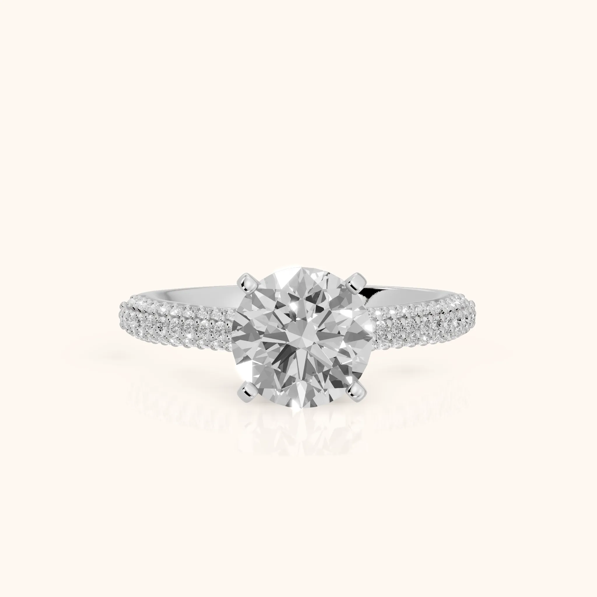 Kaitlin Micropavé Dome Round Diamond Engagement Ring in Silver — view 1