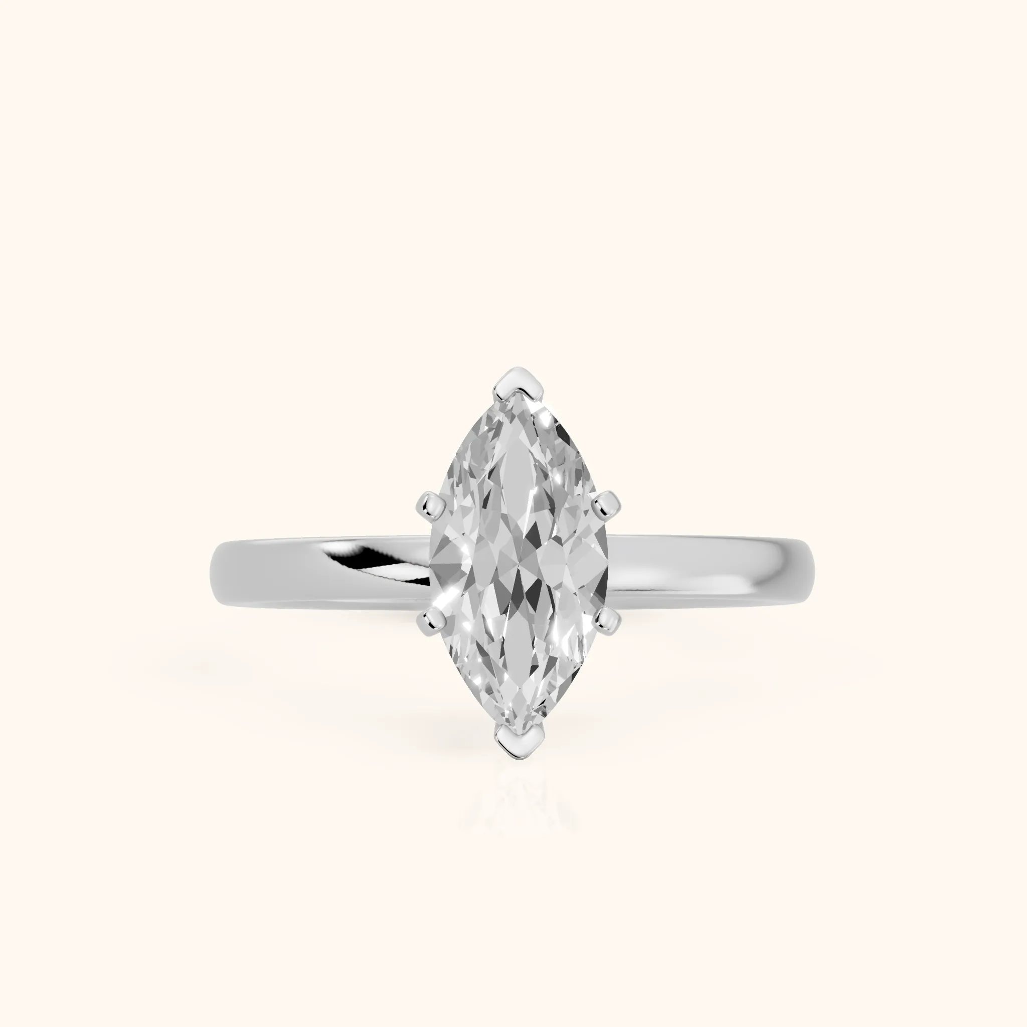 Kezia Dome Solitaire Marquise Diamond Engagement Ring in Silver — view 1