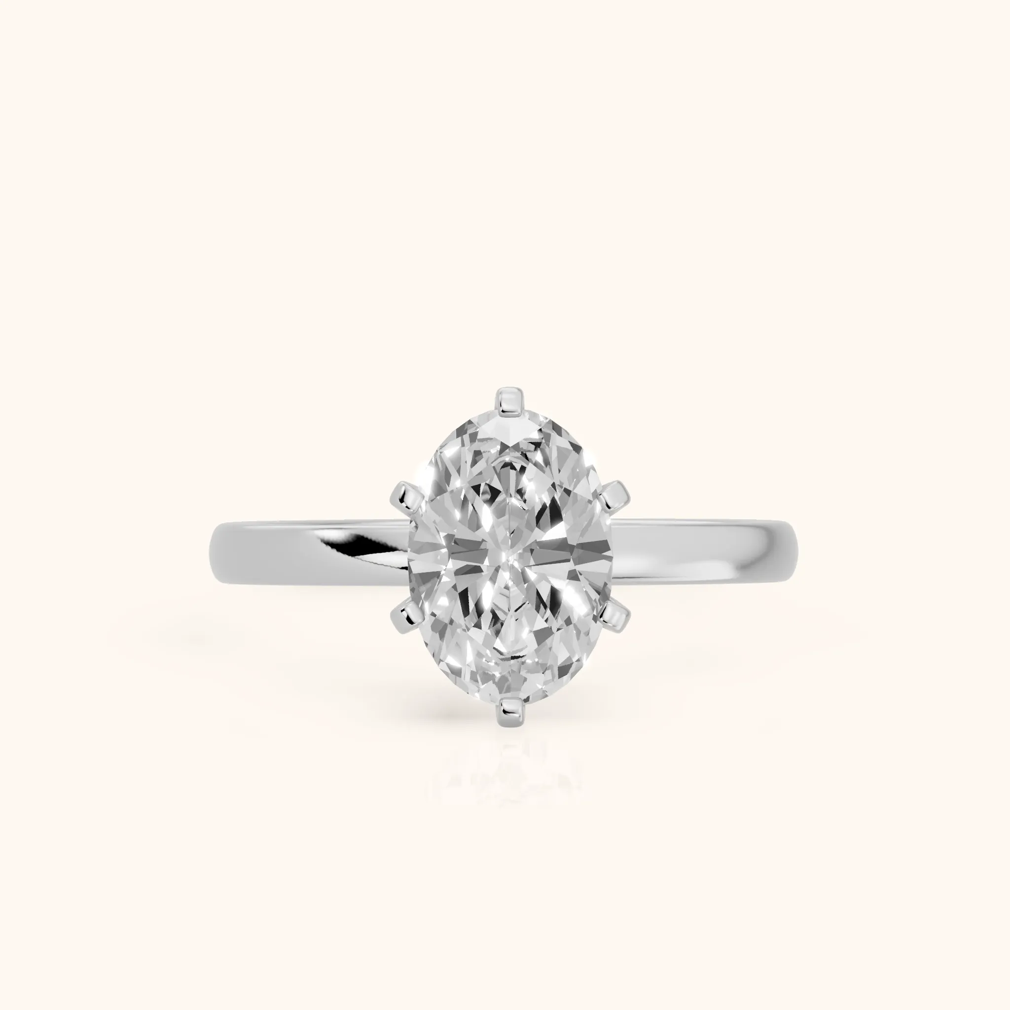 Kezia Dome Solitaire Oval Diamond Engagement Ring in Silver — view 1