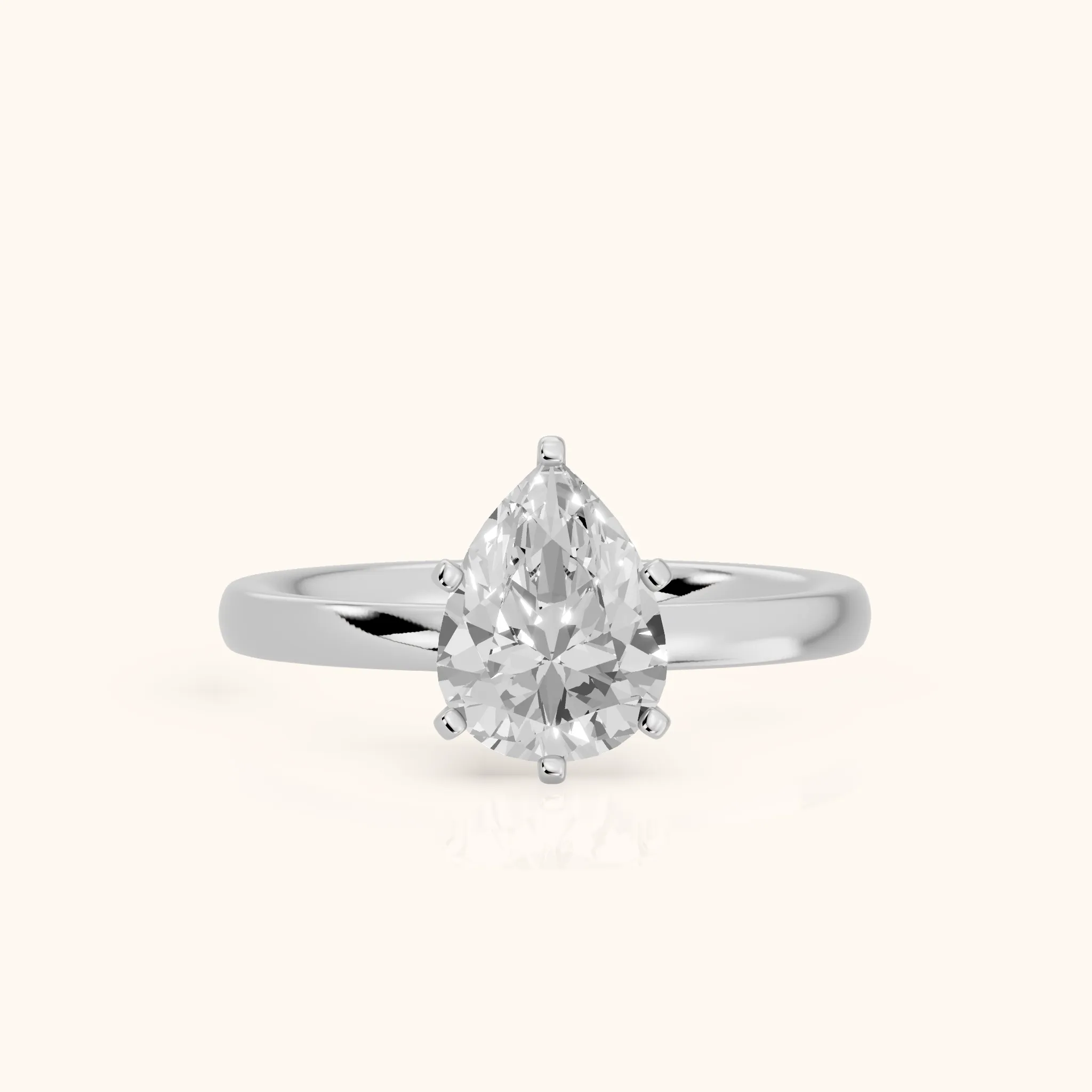 Kezia Dome Solitaire Pear Diamond Engagement Ring in White Gold — view 1