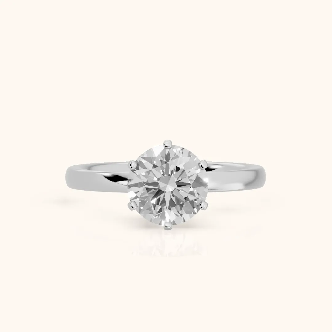Kezia Dome Solitaire Round Diamond Engagement Ring in Platinum — view 2