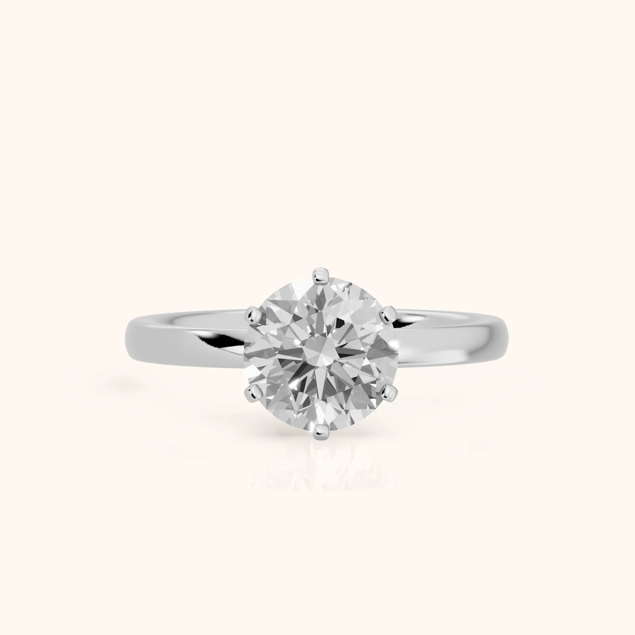 Kezia Dome Solitaire Round Diamond Engagement Ring in Platinum — view 1