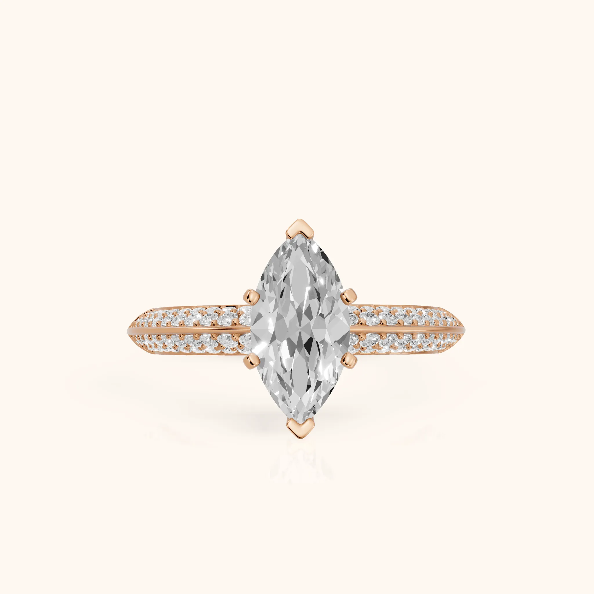 Lorna Knife Edge Pavé Marquise Diamond Engagement Ring in Rose Gold — view 1