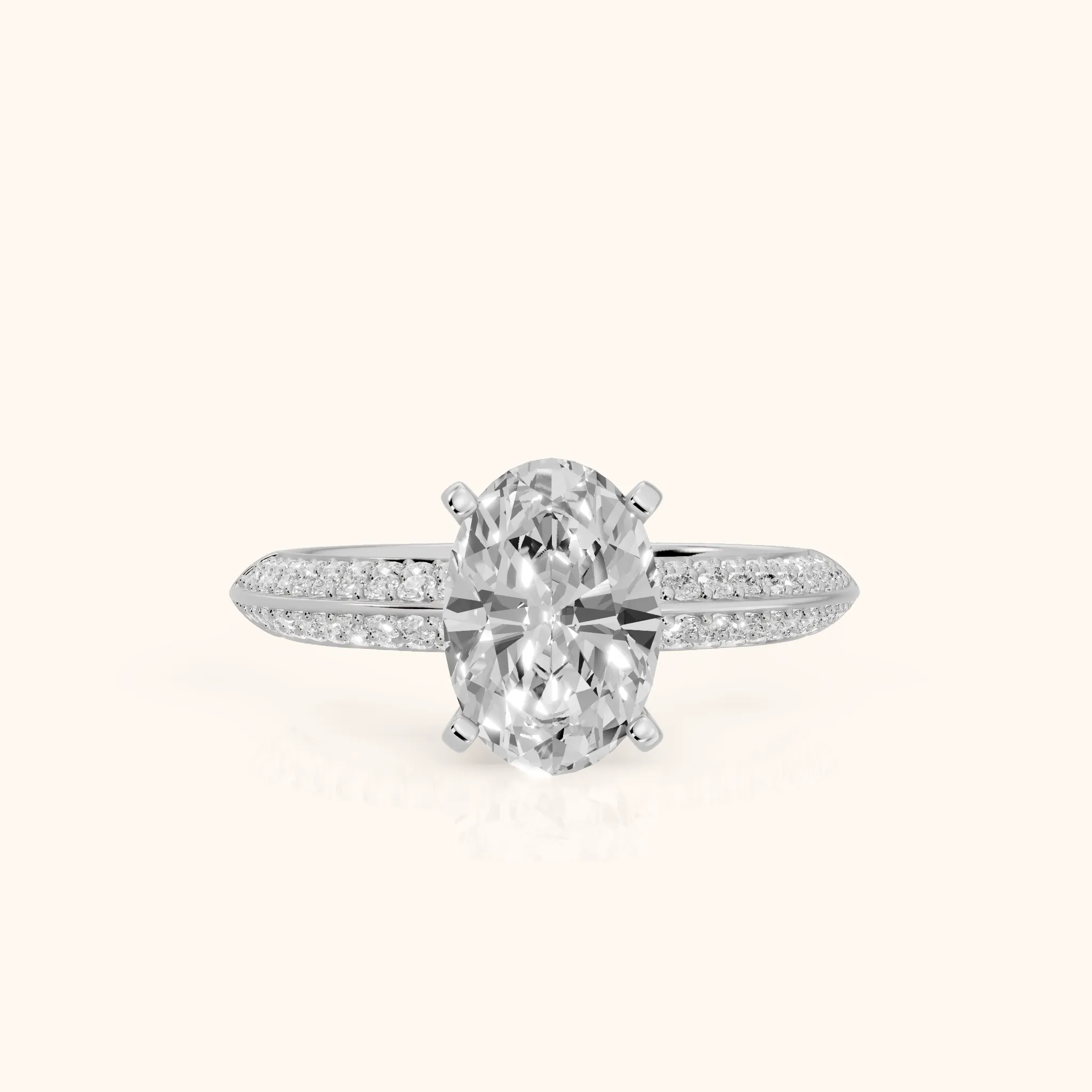 Lorna Knife Edge Pavé Oval Diamond Engagement Ring in Silver — view 1