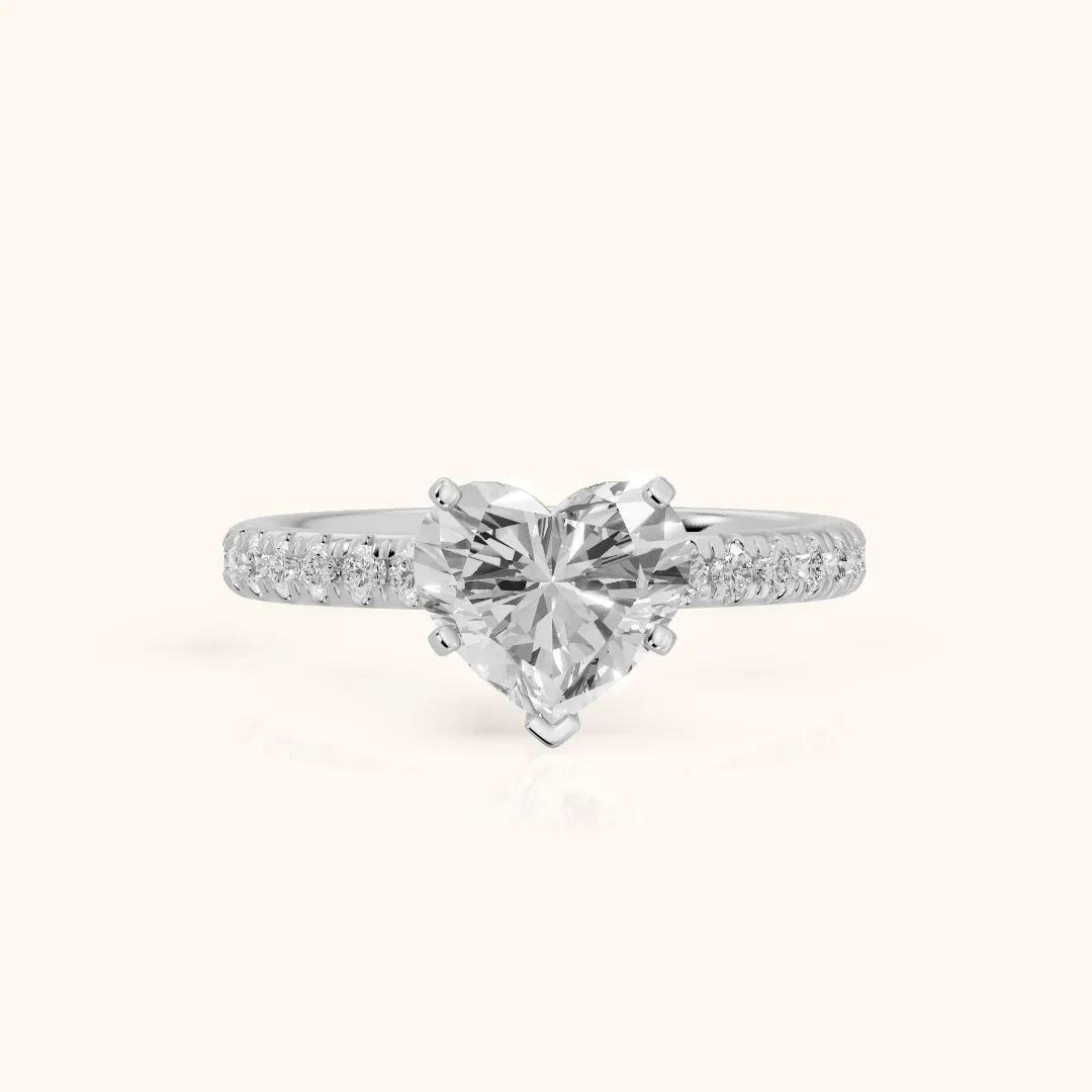 Raquel Scalloped Pavé Heart Diamond Engagement Ring in White Gold — view 2
