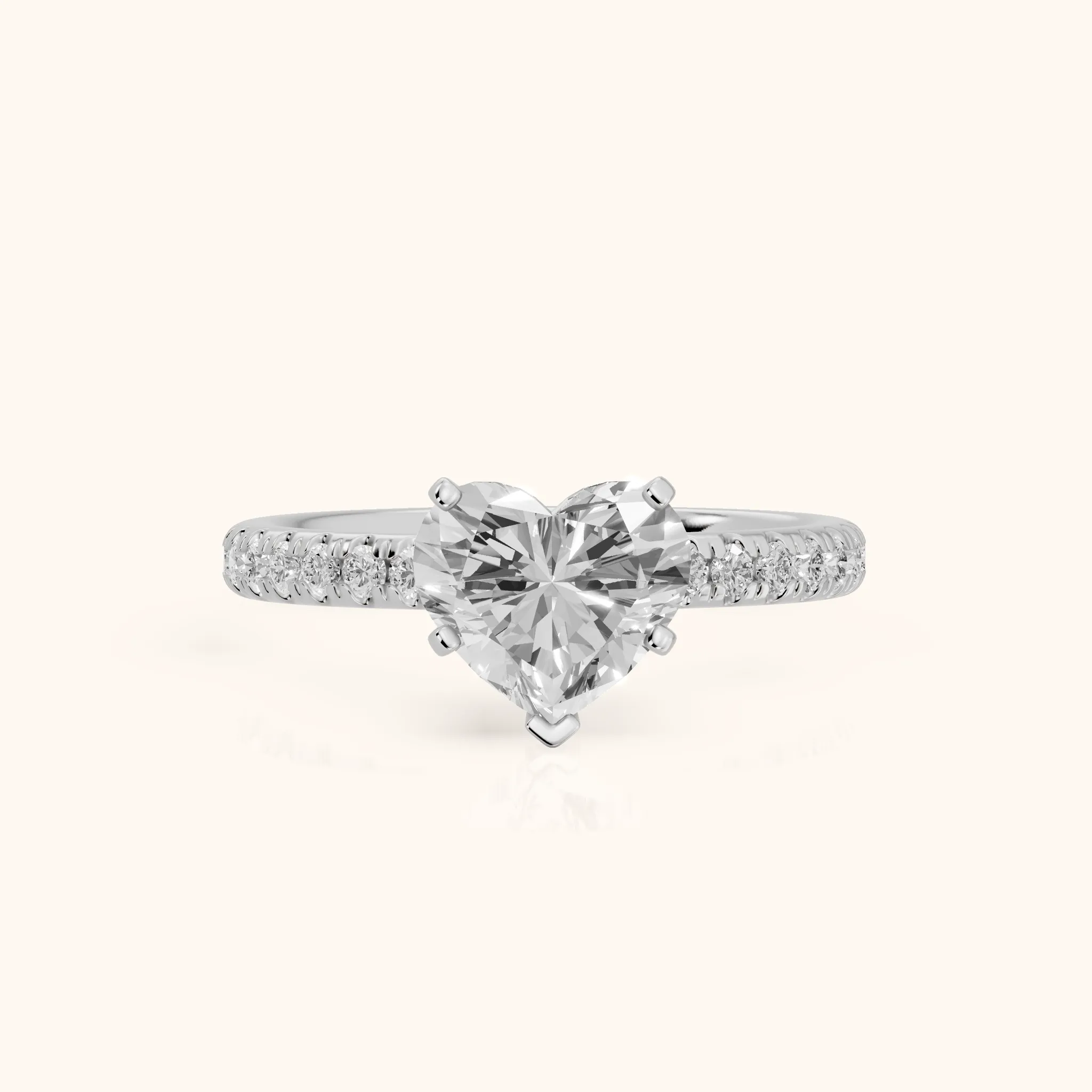 Raquel Scalloped Pavé Heart Diamond Engagement Ring in White Gold — view 1