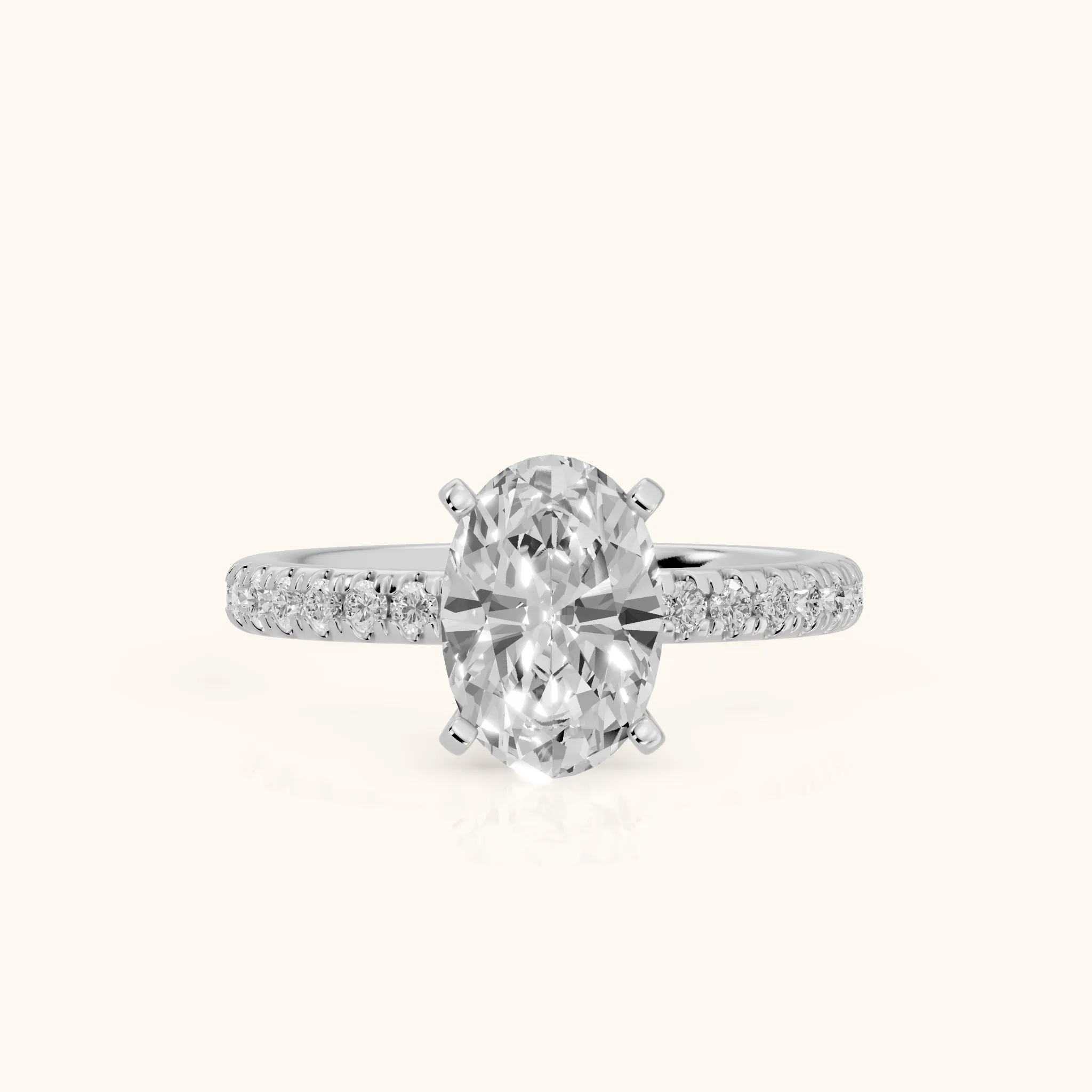 Raquel Scalloped Pavé Oval Diamond Engagement Ring in Platinum — view 1