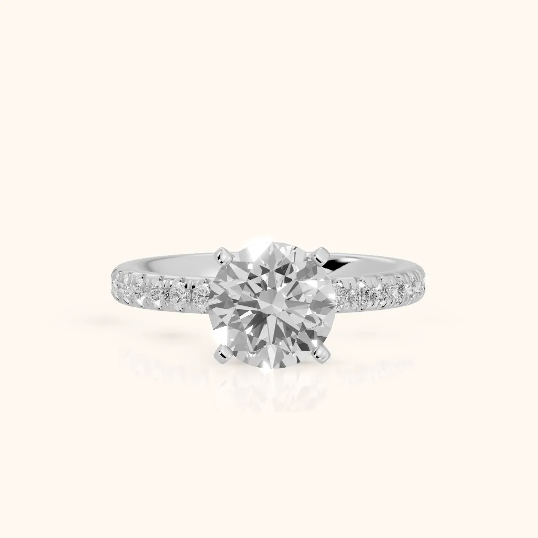 Raquel Scalloped Pavé Round Diamond Engagement Ring in Platinum — view 2