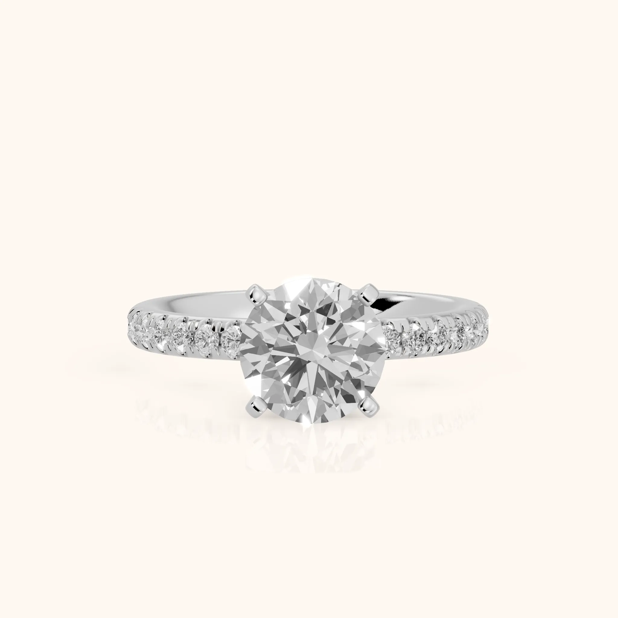 Raquel Scalloped Pavé Round Diamond Engagement Ring in Platinum — view 1