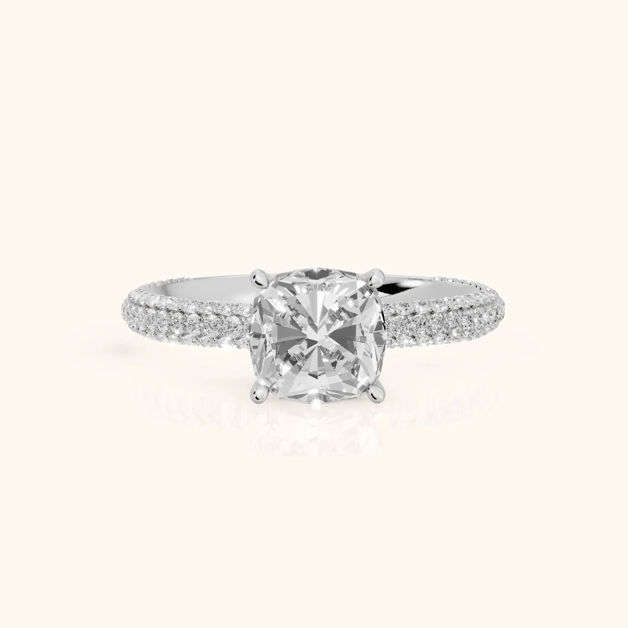 Thalia Micropavé Cushion Diamond Engagement Ring in Silver — view 1