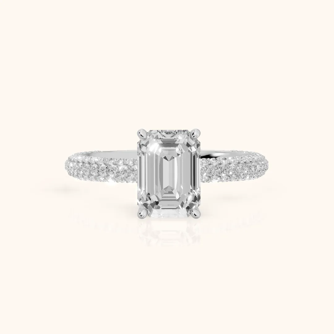 Thalia Micropavé Emerald Diamond Engagement Ring in Silver — view 2