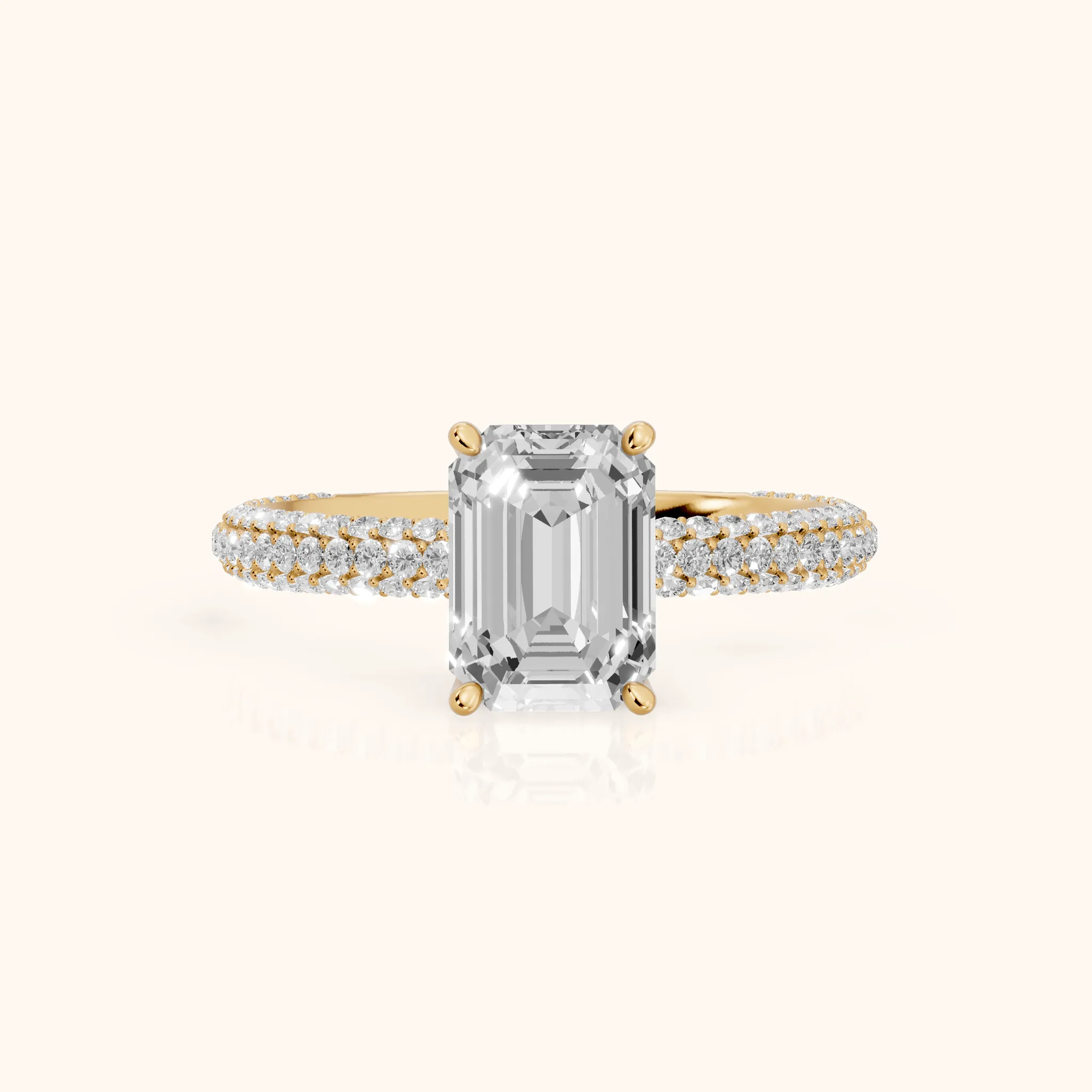 Thalia Micropavé Emerald Diamond Engagement Ring in Yellow Gold — view 1