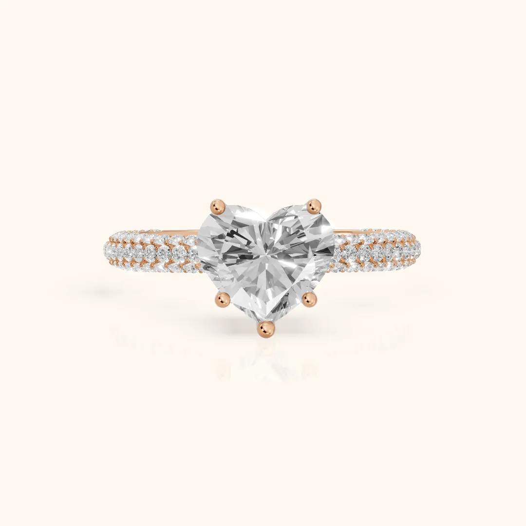 Thalia Micropavé Heart Diamond Engagement Ring in Rose Gold — view 2