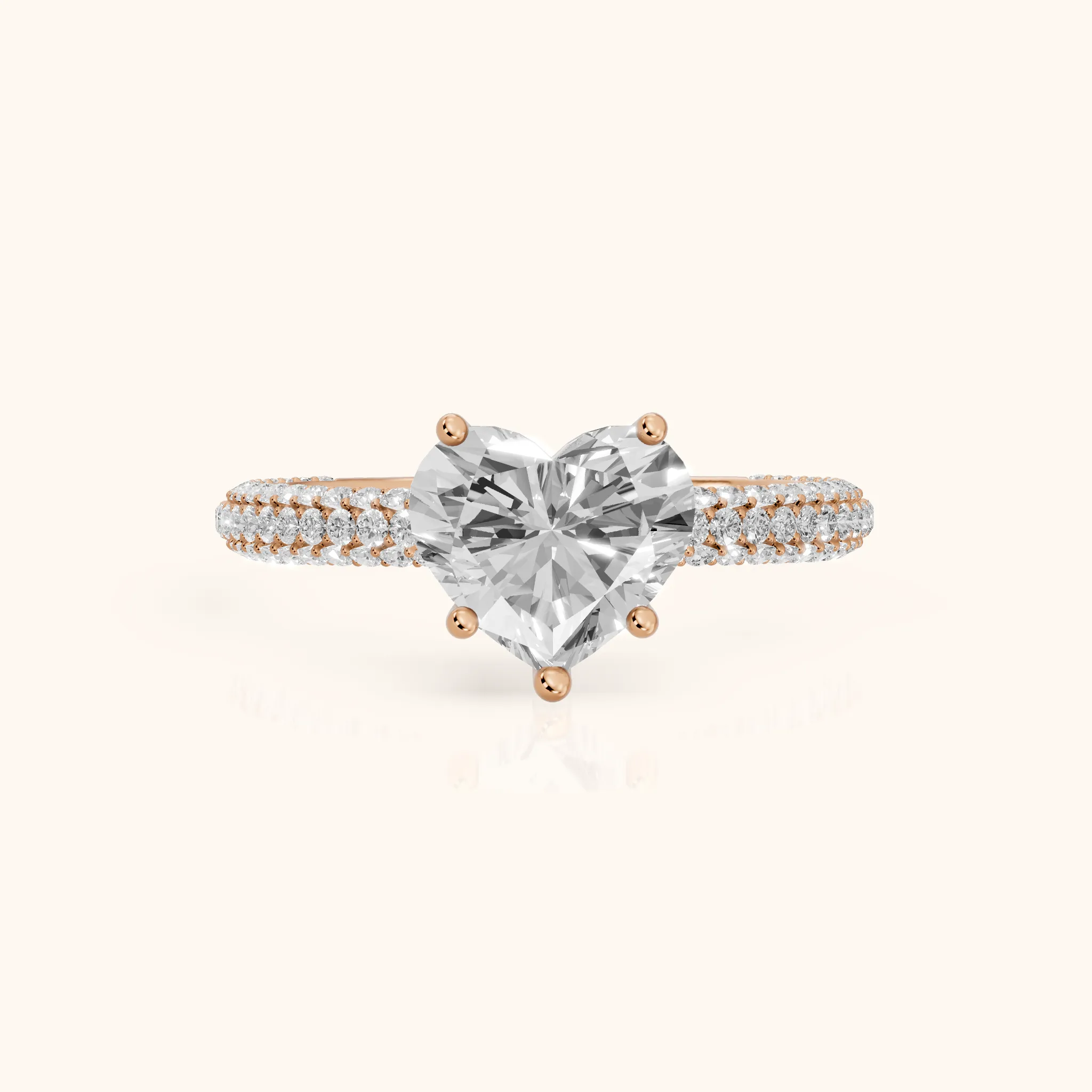 Thalia Micropavé Heart Diamond Engagement Ring in Rose Gold — view 1