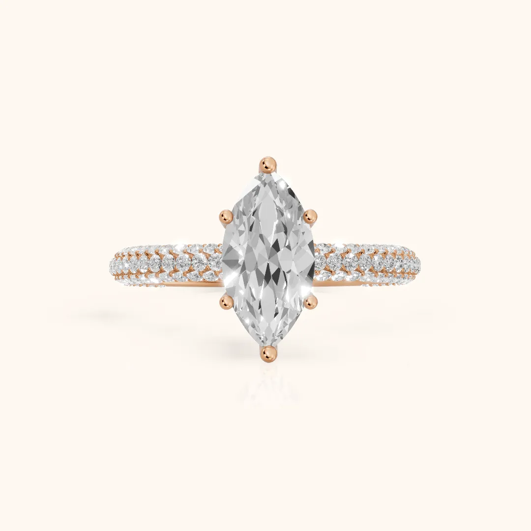 Thalia Micropavé Marquise Diamond Engagement Ring in Rose Gold — view 2
