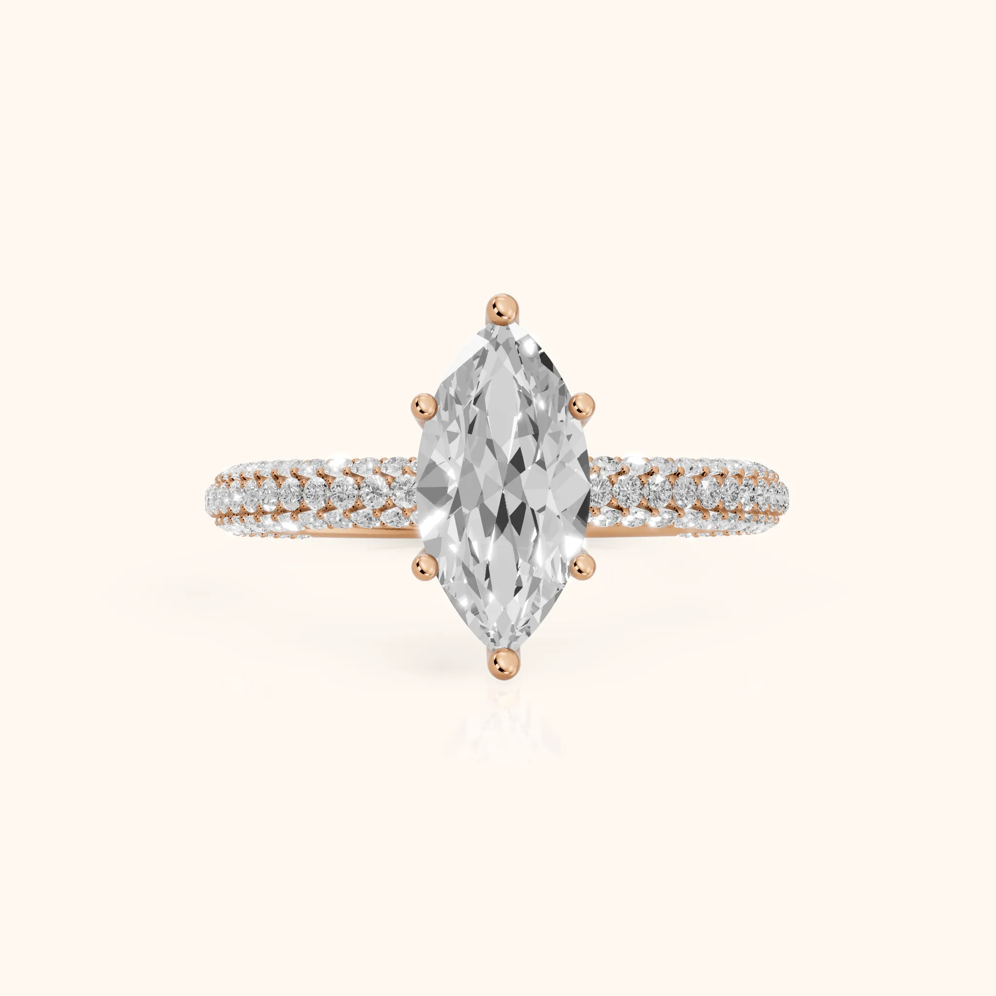 Thalia Micropavé Marquise Diamond Engagement Ring in Rose Gold — view 1