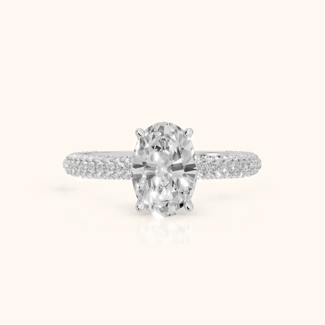 Thalia Micropavé Oval Diamond Engagement Ring in Silver — view 2