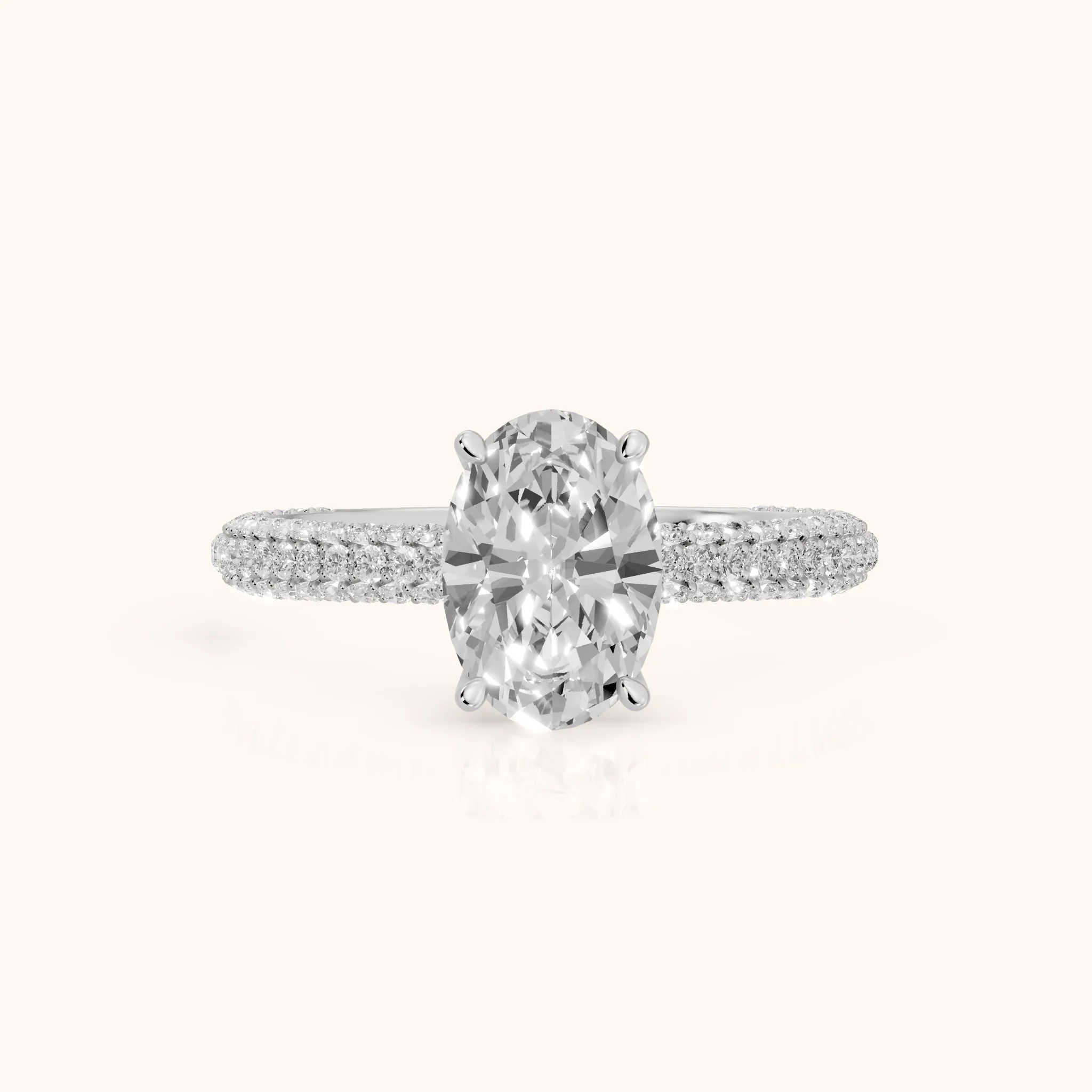 Thalia Micropavé Oval Diamond Engagement Ring in Silver — view 1