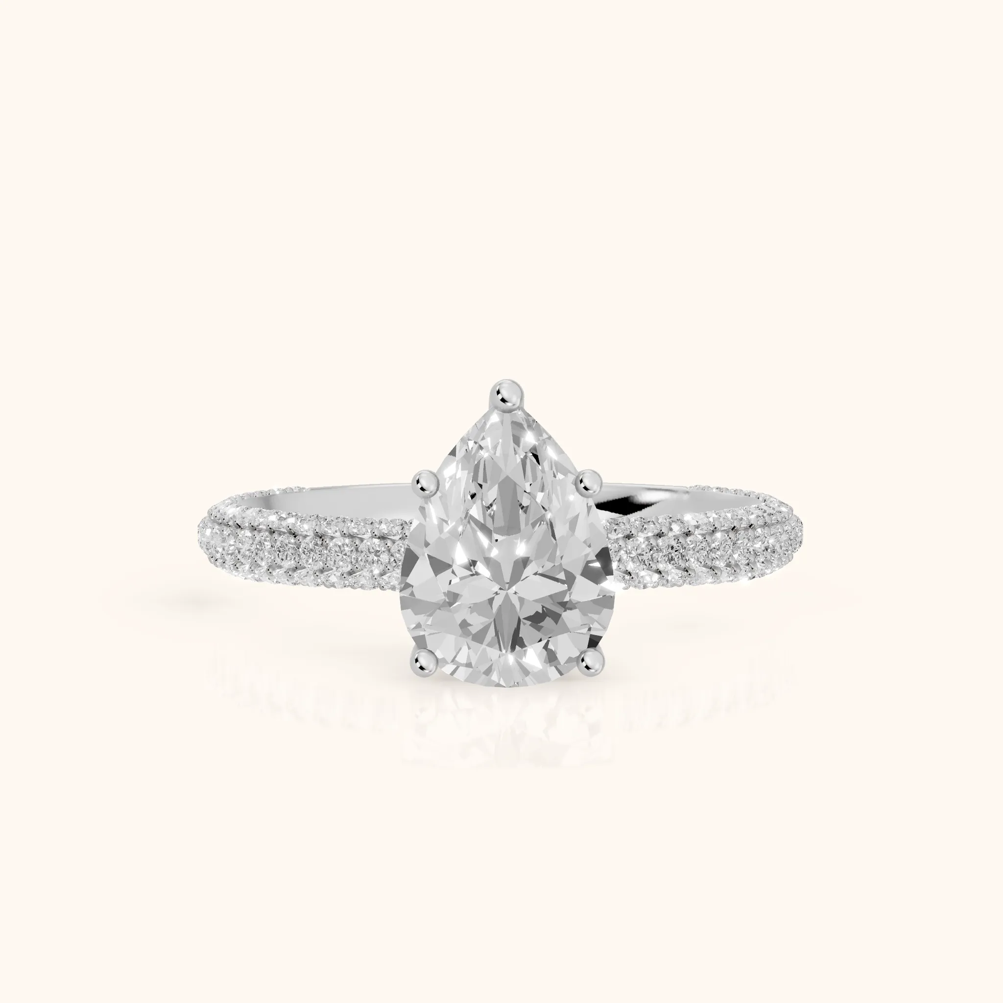 Thalia Micropavé Pear Diamond Engagement Ring in Silver — view 1