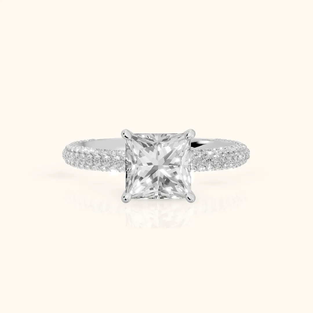 Thalia Micropavé Princess Diamond Engagement Ring in Platinum — view 2