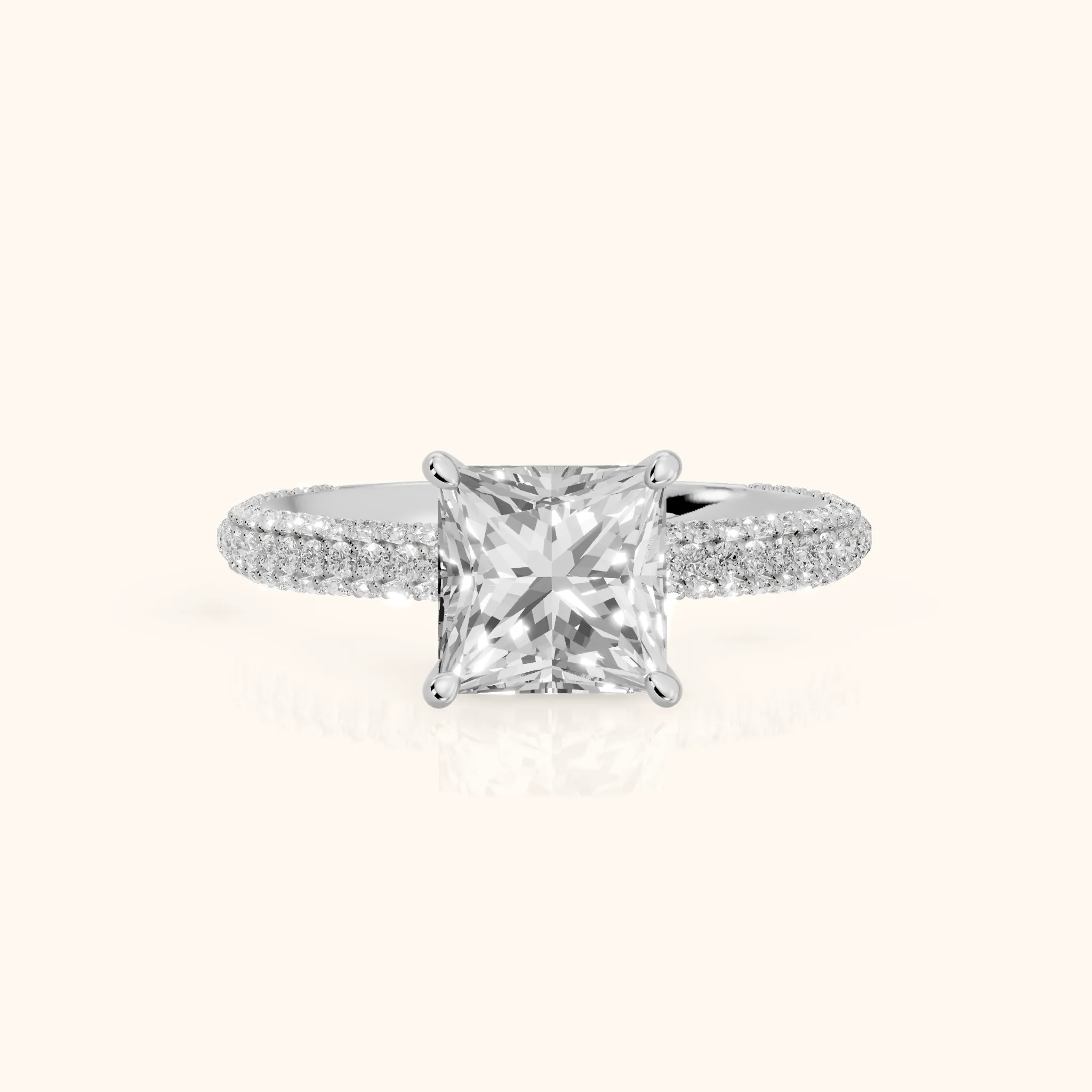 Thalia Micropavé Princess Diamond Engagement Ring in Platinum — view 1