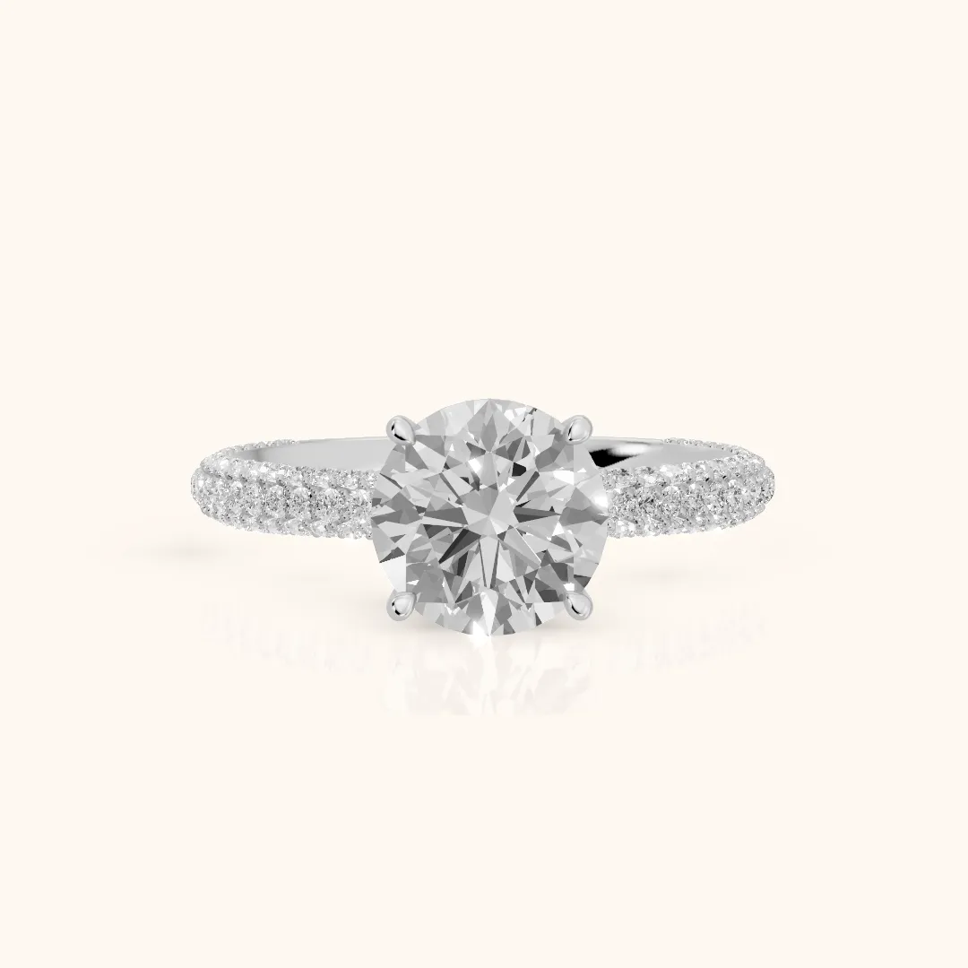 Thalia Micropavé Round Diamond Engagement Ring in Silver — view 2