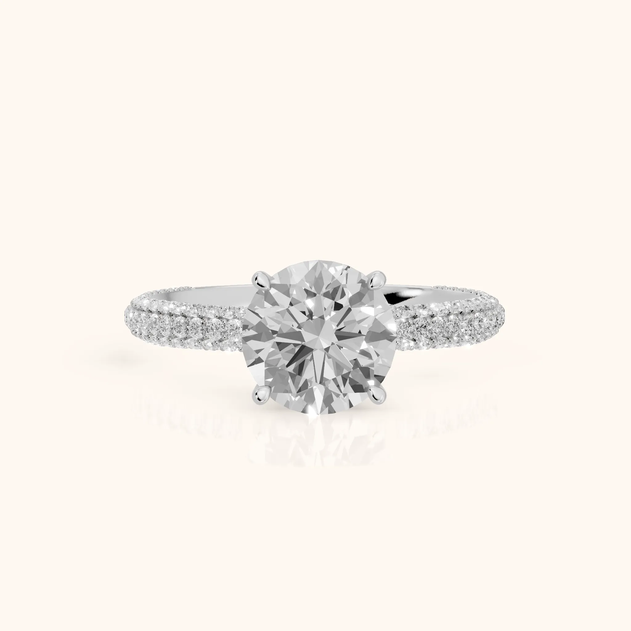 Thalia Micropavé Round Diamond Engagement Ring in Silver — view 1