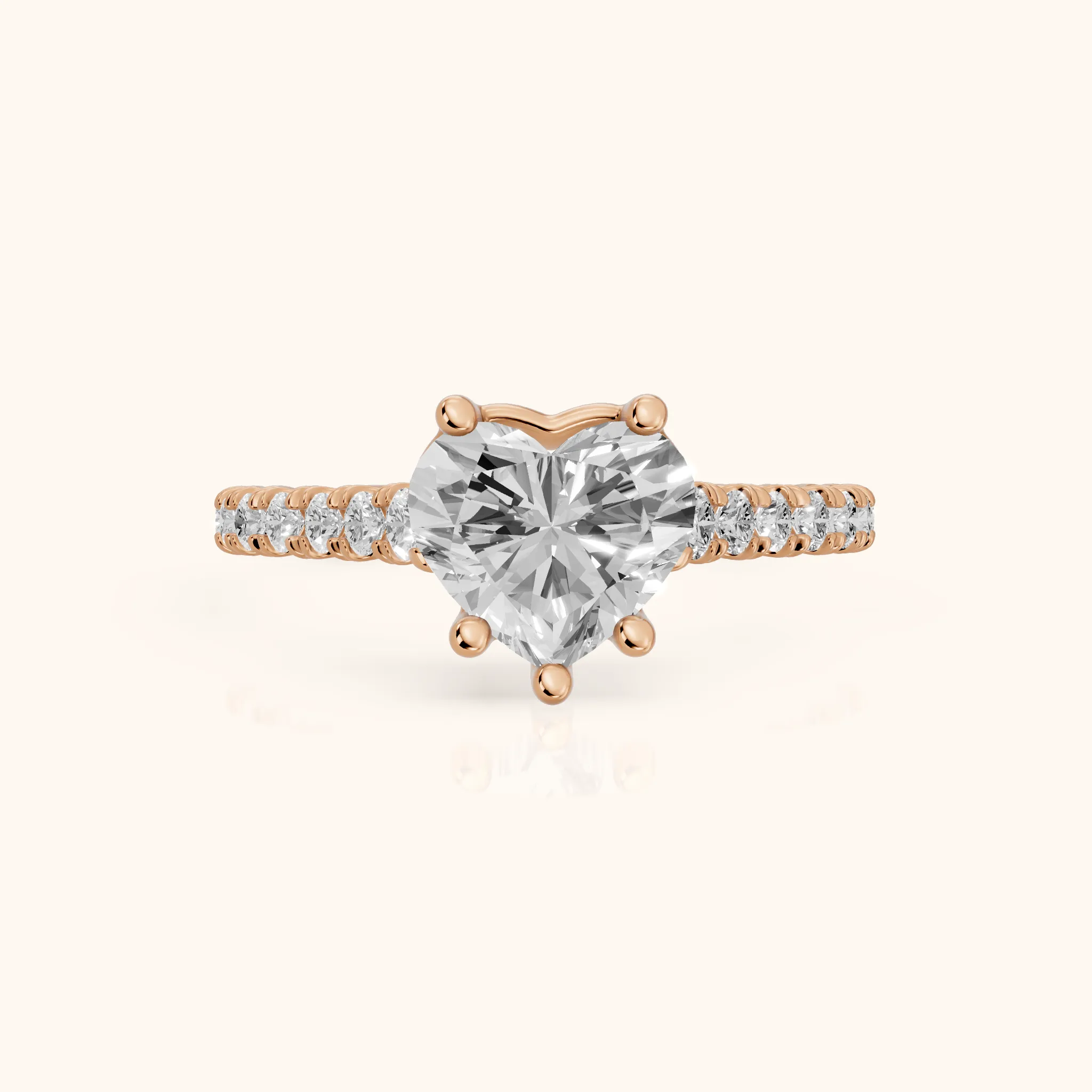 Una Cathedral Pavé Heart Diamond Engagement Ring in Rose Gold — view 1