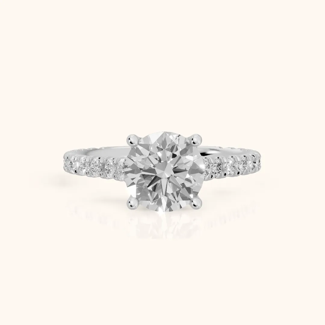 Una Cathedral Pavé Round Diamond Engagement Ring in Silver — view 2