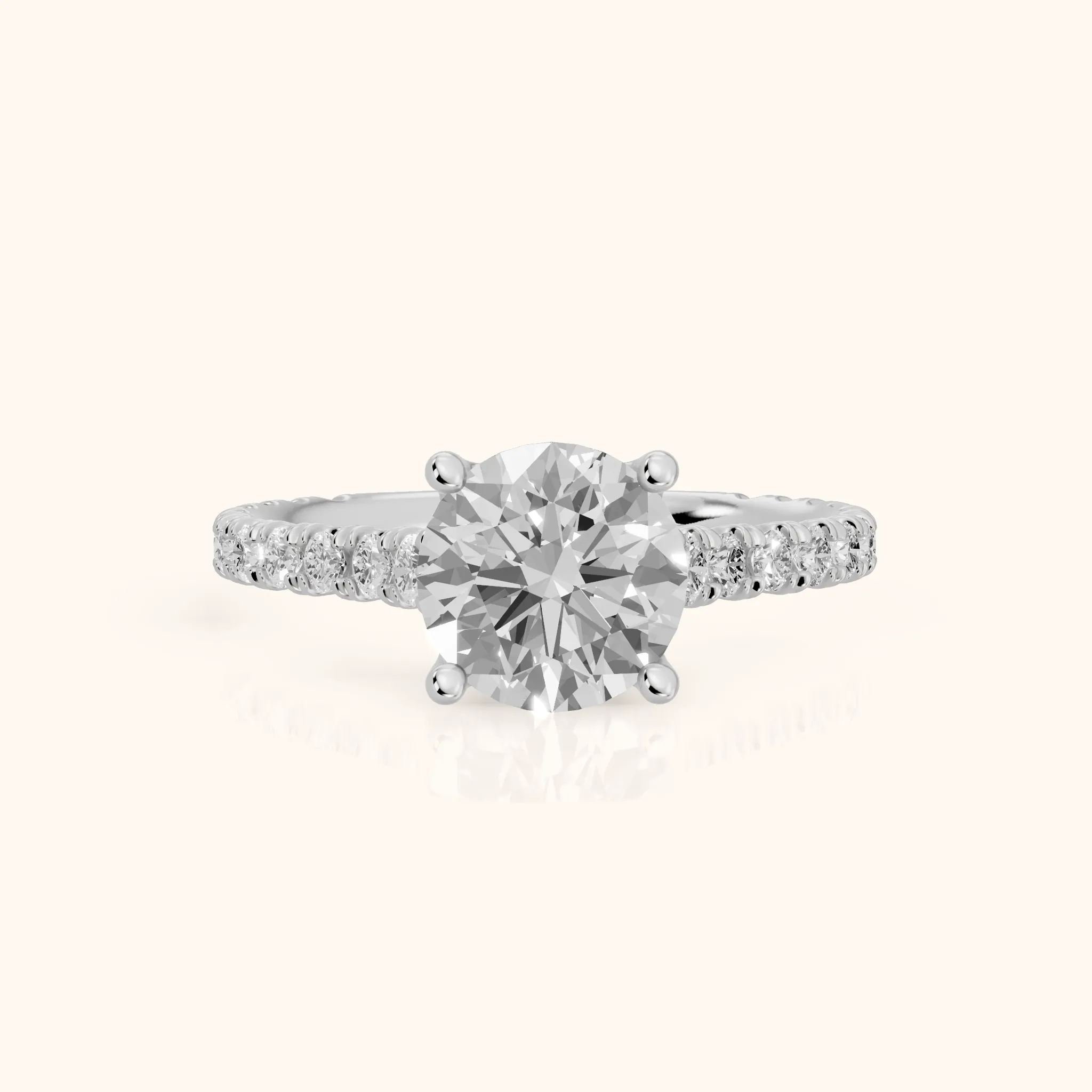 Una Cathedral Pavé Round Diamond Engagement Ring in Silver — view 1