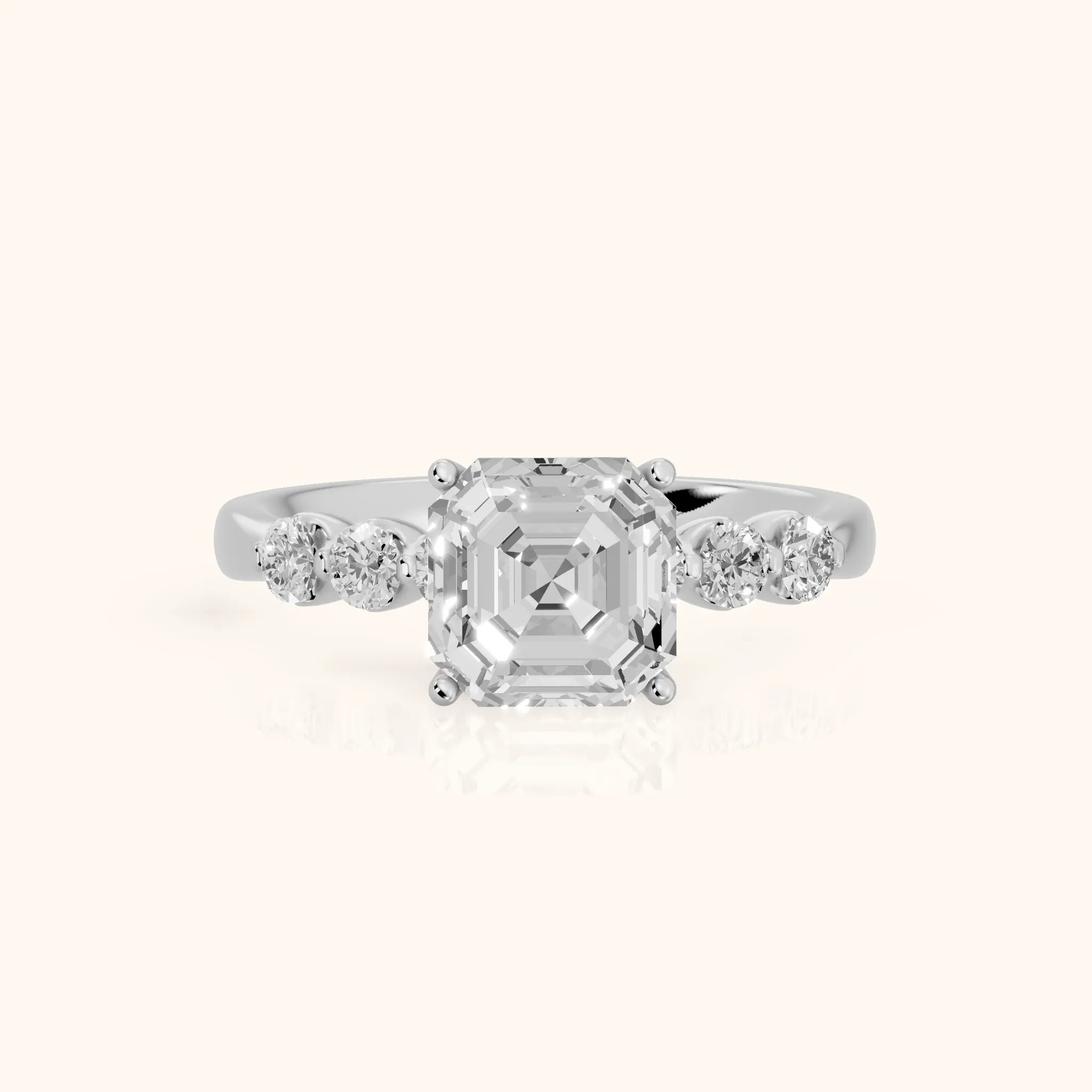 Vienna Floating Five-Stone Asscher Diamond Engagement Ring in Silver — view 1