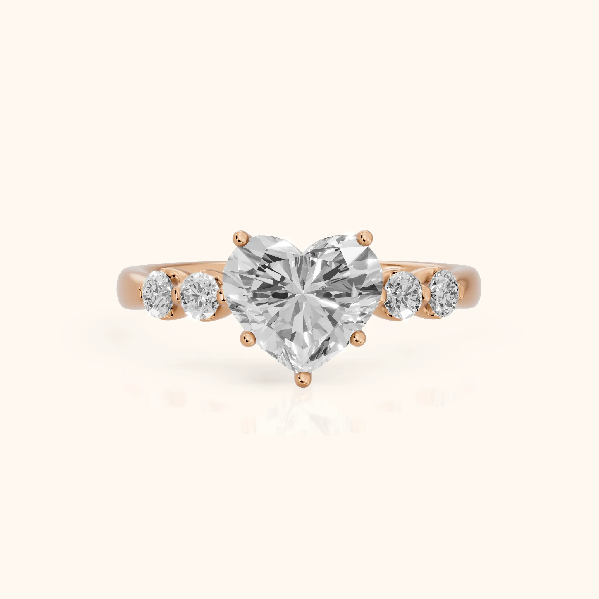 Vienna Floating Five-Stone Heart Diamond Engagement Ring in Rose Gold — view 1
