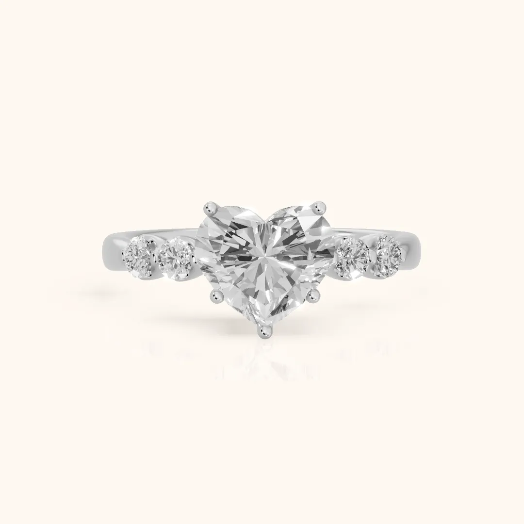 Vienna Floating Five-Stone Heart Diamond Engagement Ring in Silver — view 2