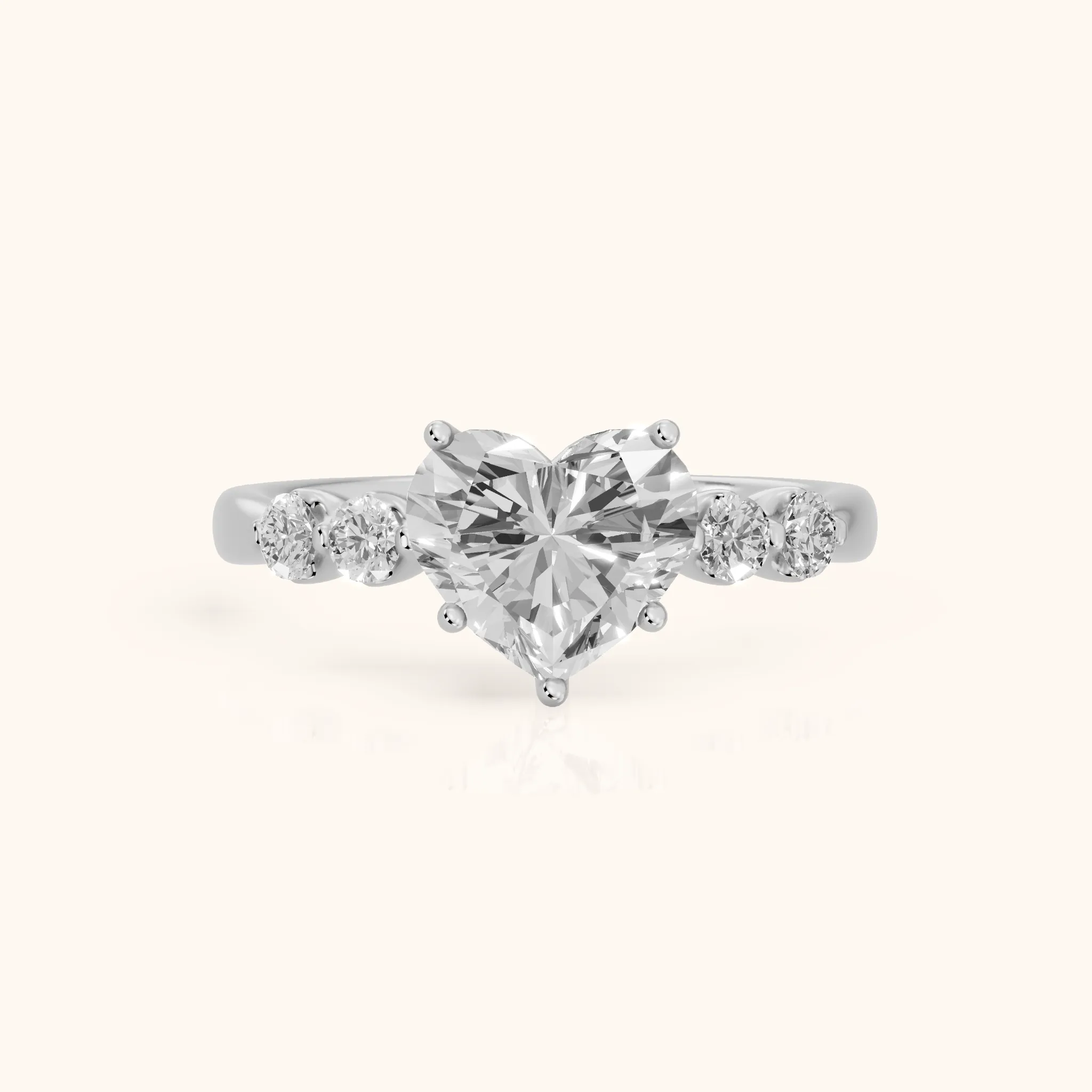 Vienna Floating Five-Stone Heart Diamond Engagement Ring in Silver — view 1