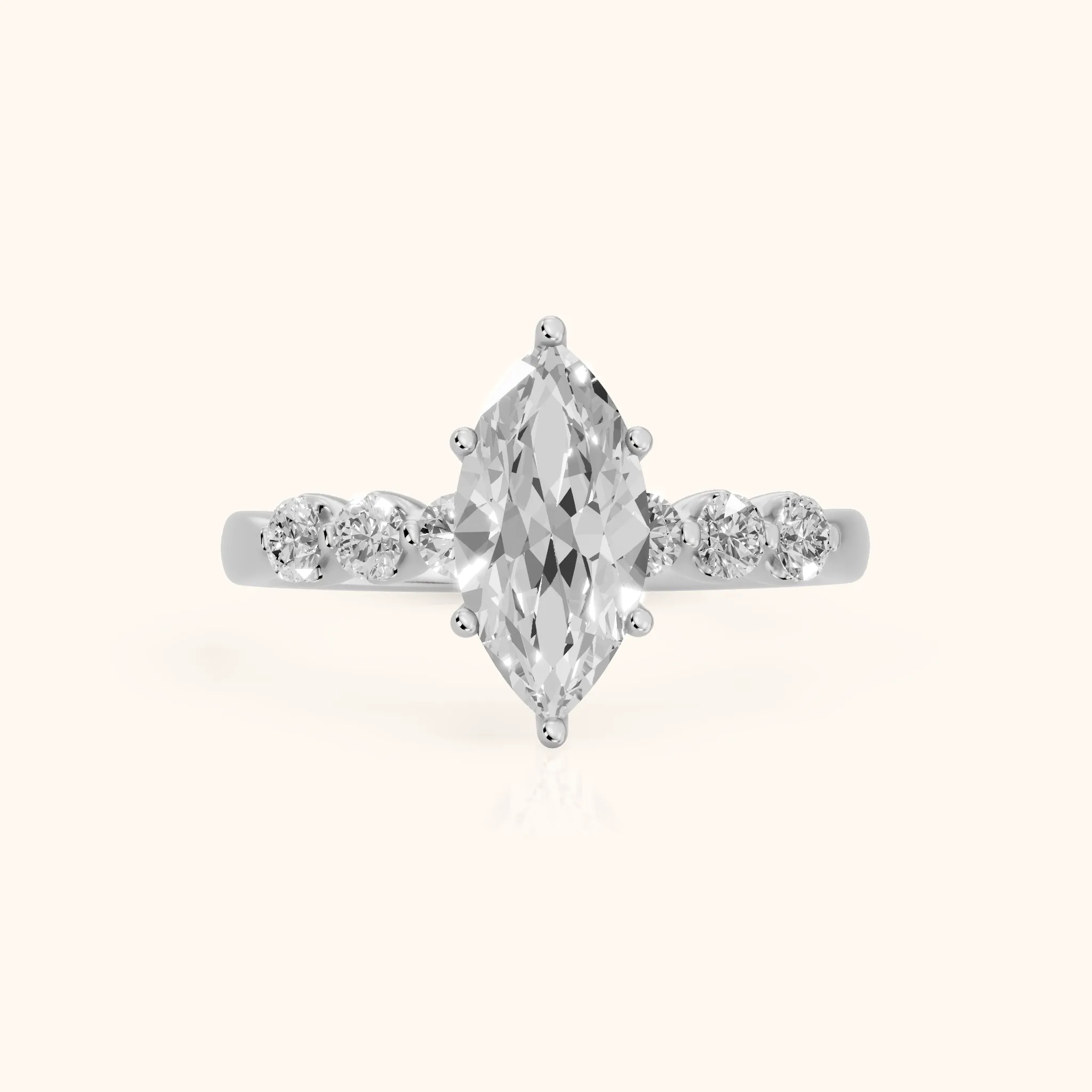 Vienna Floating Five-Stone Marquise Diamond Engagement Ring in Silver — view 1