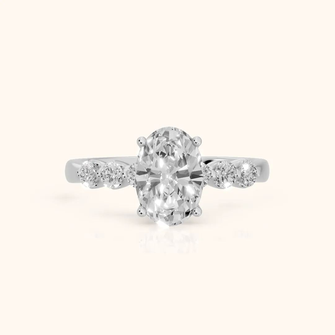 Vienna Floating Five-Stone Oval Diamond Engagement Ring in Silver — view 2