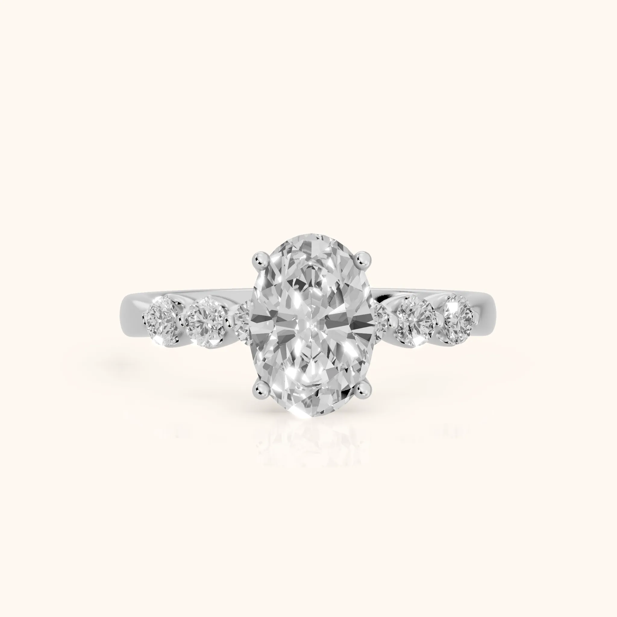 Vienna Floating Five-Stone Oval Diamond Engagement Ring in Silver — view 1