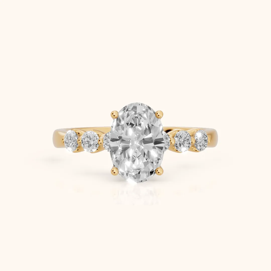Vienna Floating Five-Stone Oval Diamond Engagement Ring in Yellow Gold — view 2