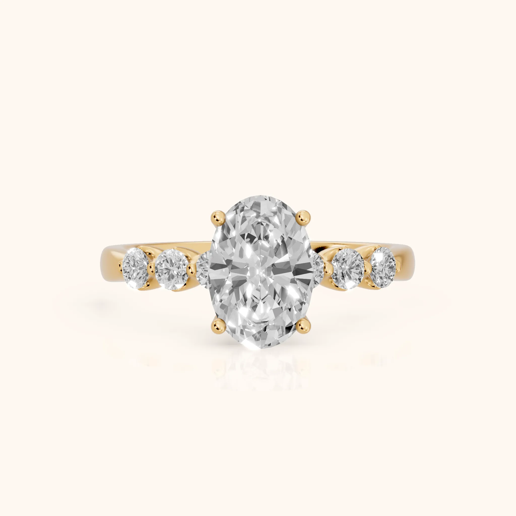 Vienna Floating Five-Stone Oval Diamond Engagement Ring in Yellow Gold — view 1