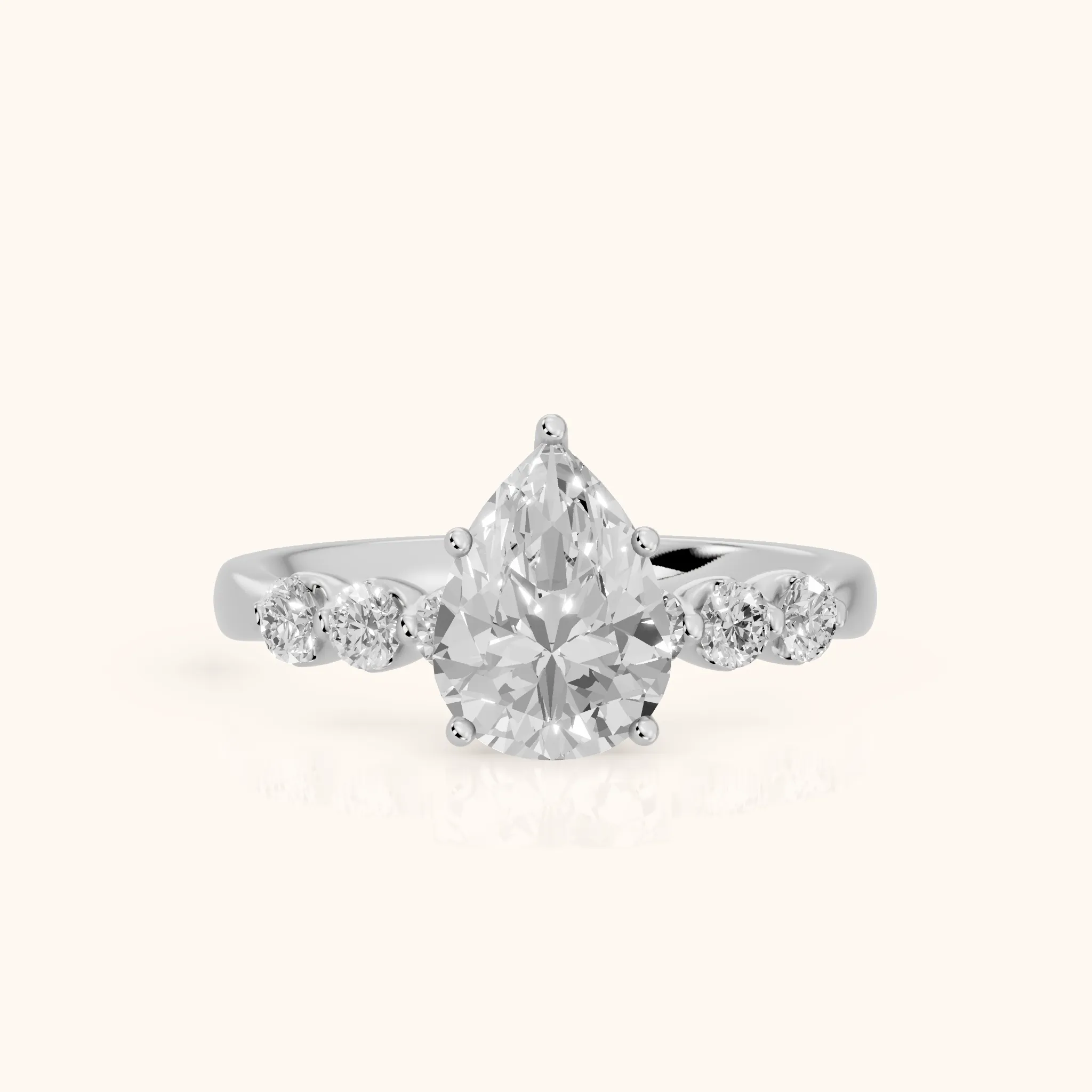 Vienna Floating Five-Stone Pear Diamond Engagement Ring in White Gold — view 1