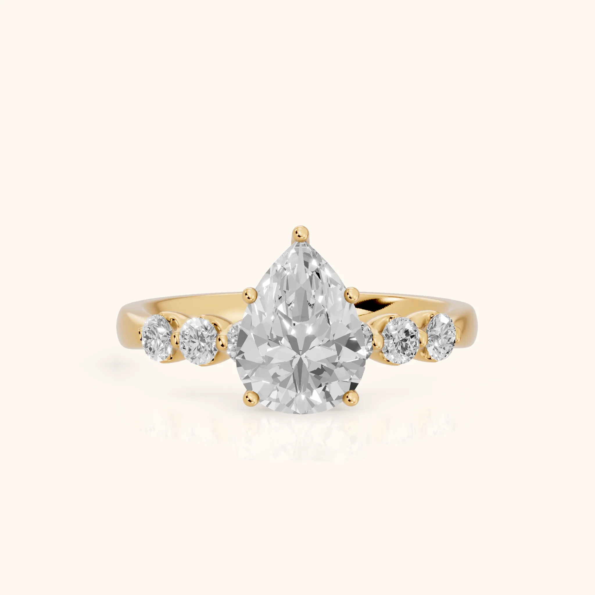 Vienna Floating Five-Stone Pear Diamond Engagement Ring in Yellow Gold — view 1