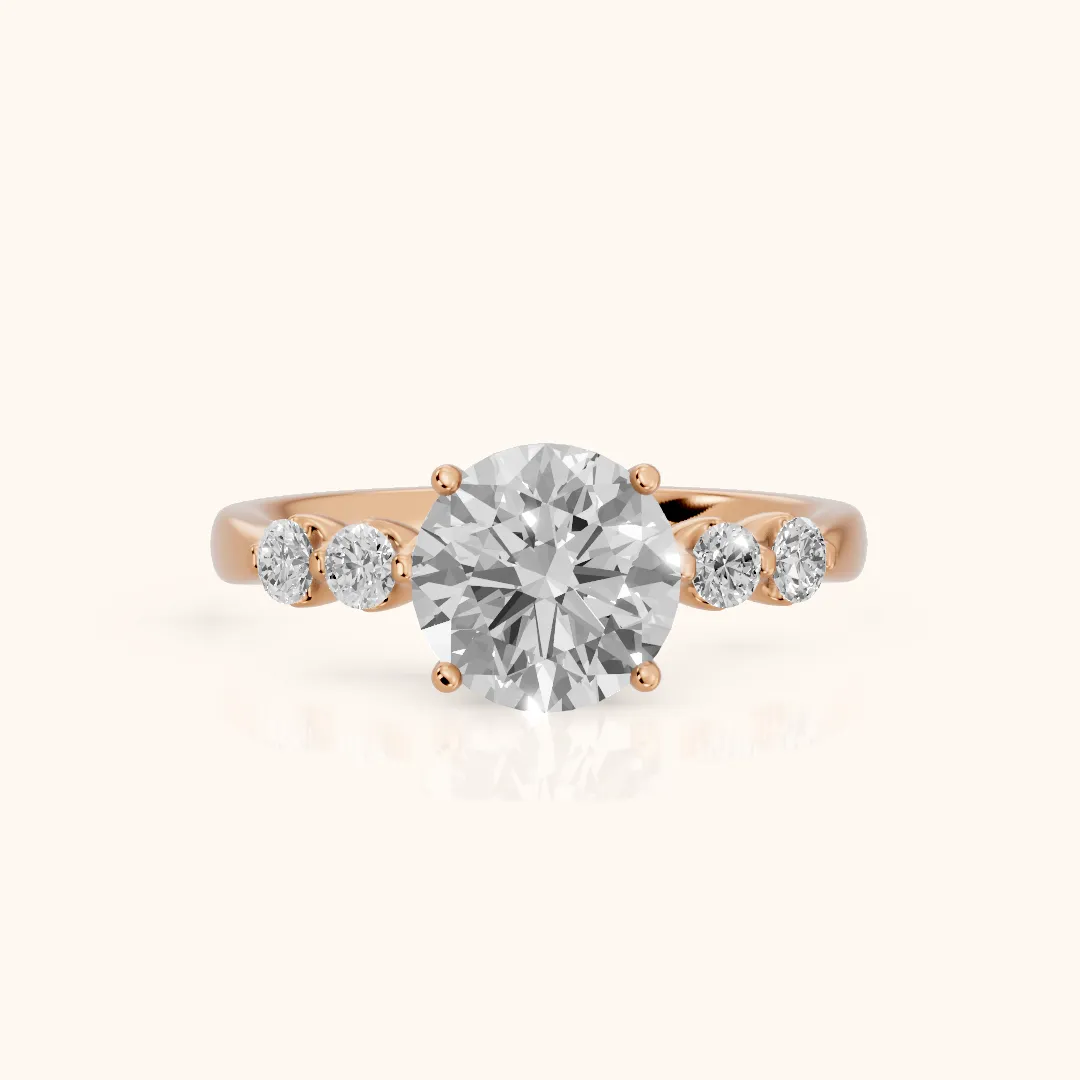 Vienna Floating Five-Stone Round Diamond Engagement Ring in Rose Gold — view 2